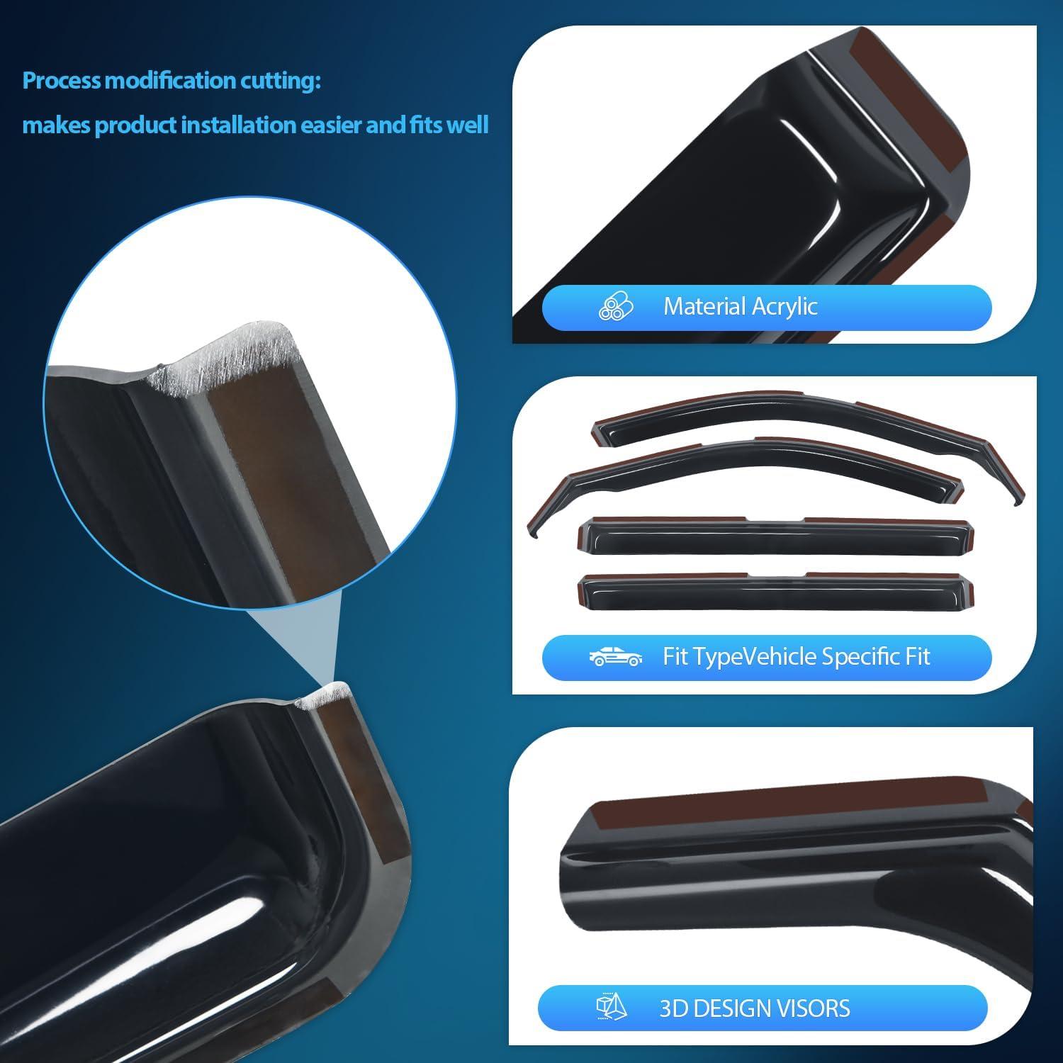 imageNilight in Channel Rain Guards for Jeep Grand Cherokee 2011 2012 2013 2014 2015 2016 2017 2018 2019 2020 Vent Window Visors4pcsGrand Cherokee L 20212024