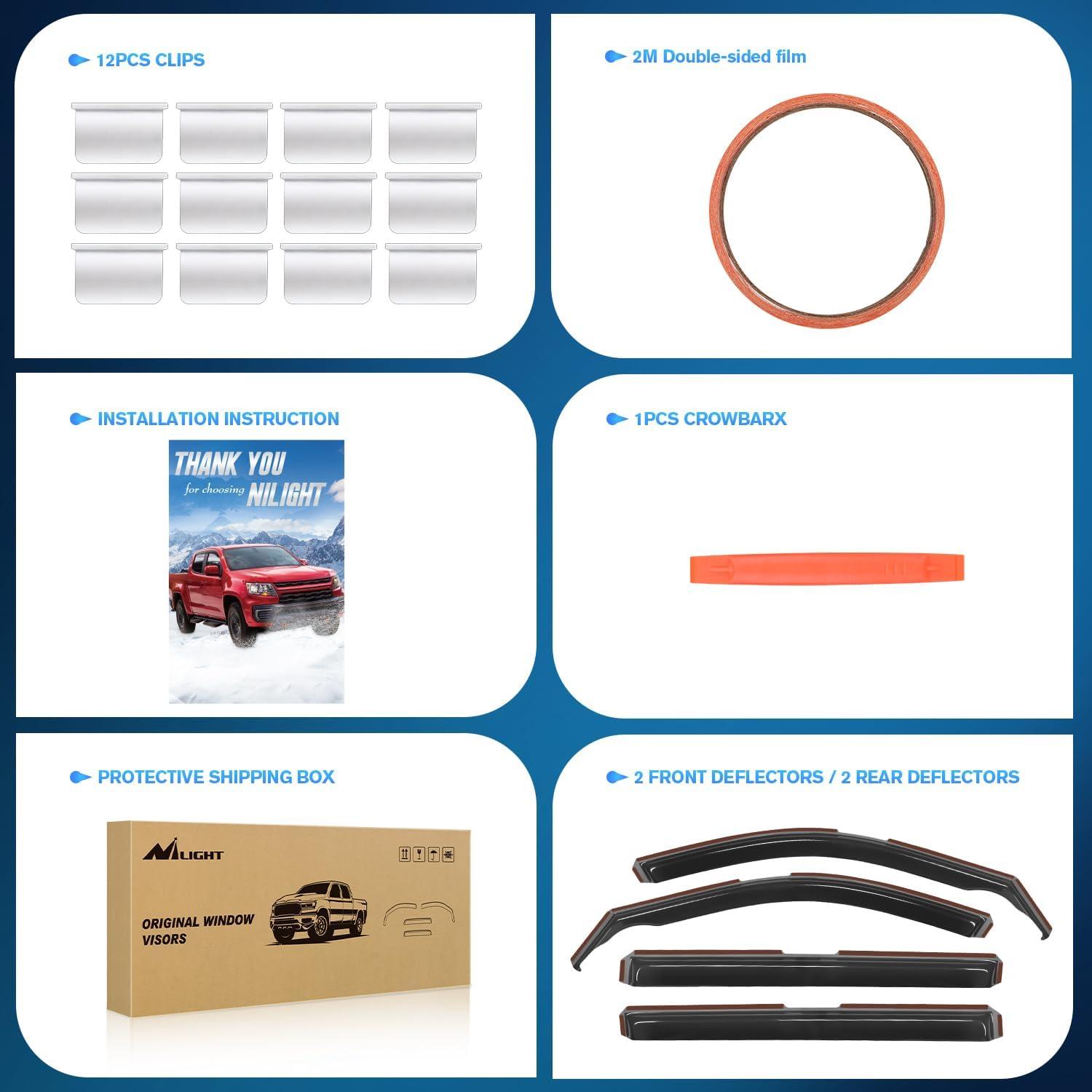 imageNilight in Channel Rain Guards for Jeep Grand Cherokee 2011 2012 2013 2014 2015 2016 2017 2018 2019 2020 Vent Window Visors4pcsGrand Cherokee L 20212024