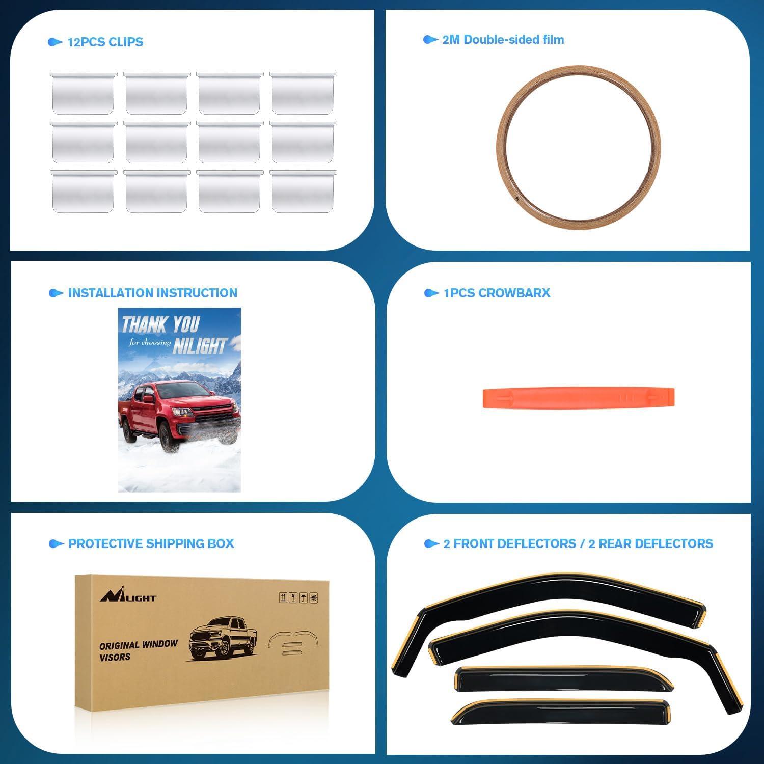 imageNilight in Channel Rain Guards for Jeep Grand Cherokee 2011 2012 2013 2014 2015 2016 2017 2018 2019 2020 Vent Window Visors4pcsRam 1500 20092018 Crew Cab