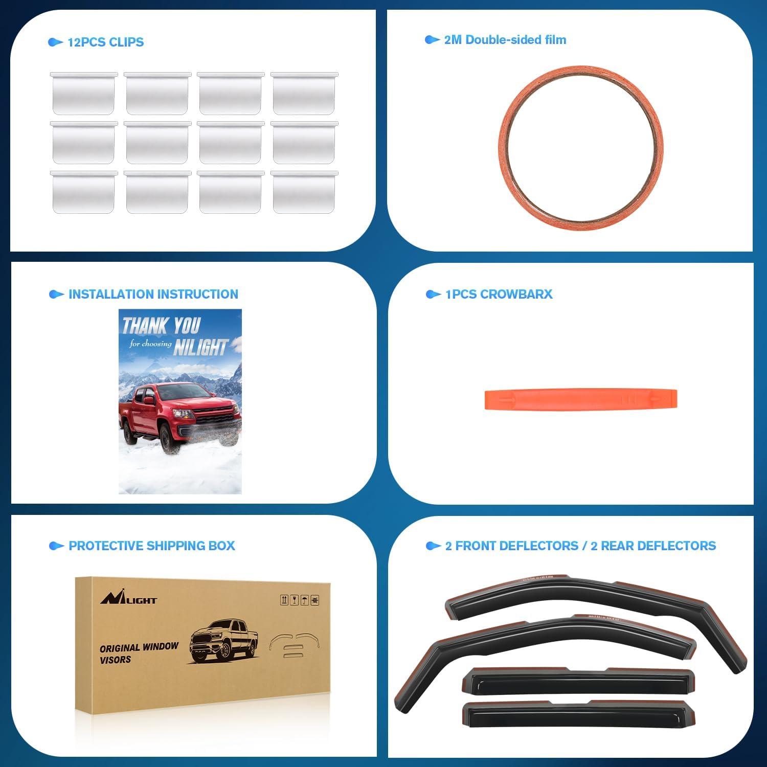 imageNilight in Channel Window Deflectors for Chevrolet Chevy Trax 2014 2015 2016 2017 2018 2019 2020 2021 2022 2023 Buick Encore 20132023 Vent Window Visors Rain Guards4PCSSilverado 2500HD3500HD 20202024 Crew Cab