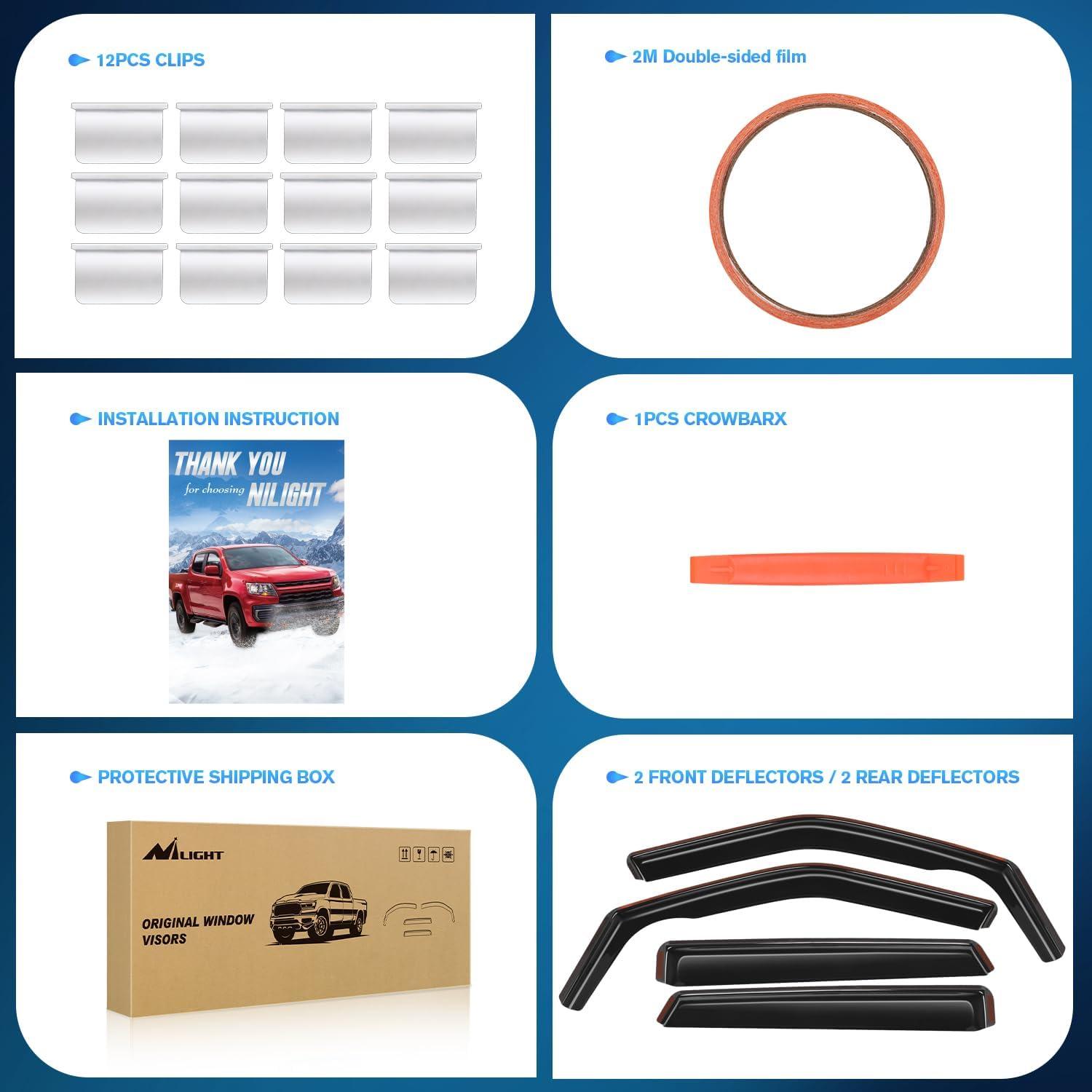 imageNilight in Channel Window Deflectors for Chevrolet Chevy Trax 2014 2015 2016 2017 2018 2019 2020 2021 2022 2023 Buick Encore 20132023 Vent Window Visors Rain Guards4PCSChevy Blazer 20192025