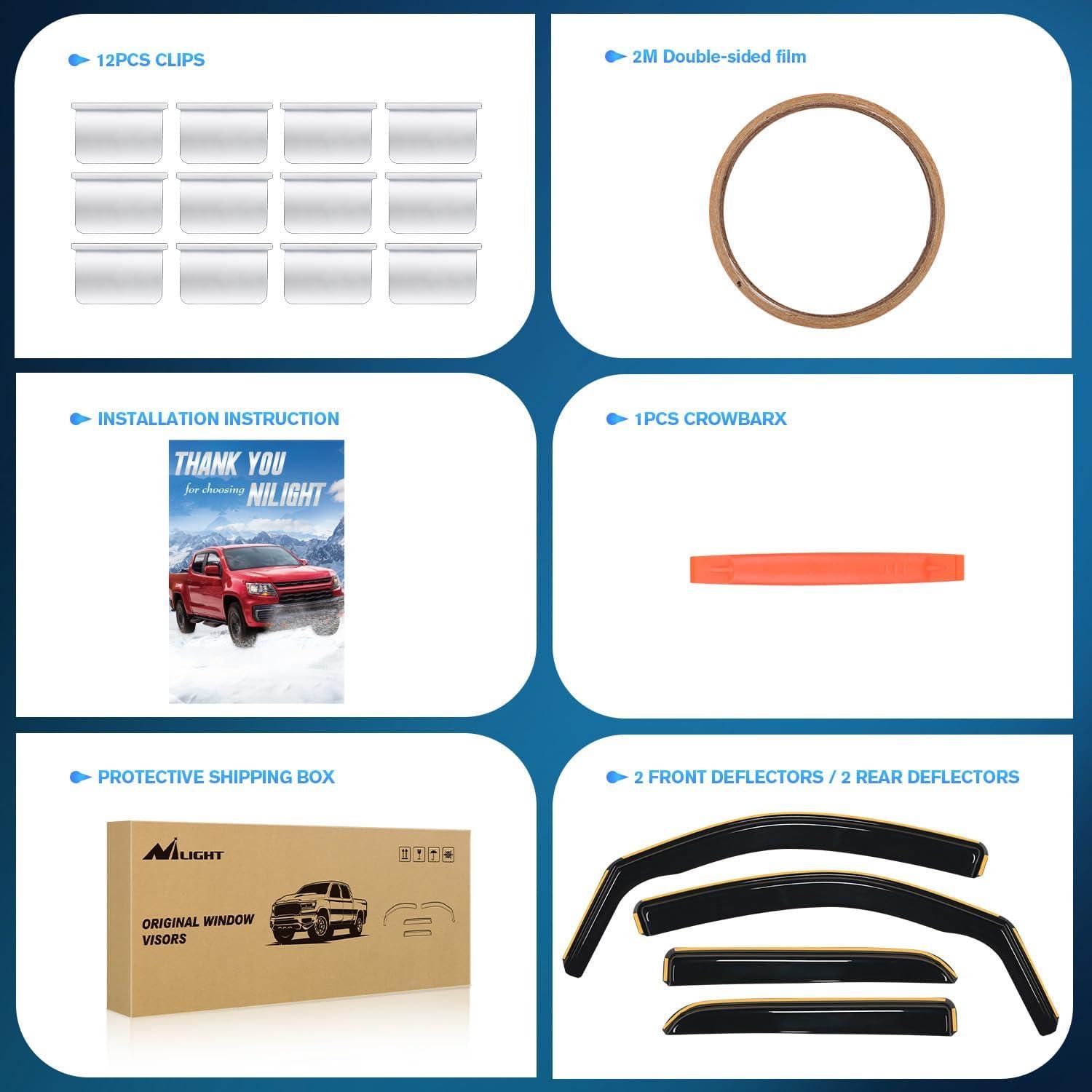 imageNilight in Channel Window Deflectors for Chevrolet Chevy Trax 2014 2015 2016 2017 2018 2019 2020 2021 2022 2023 Buick Encore 20132023 Vent Window Visors Rain Guards4PCSSilveradoSierra 1500 Crew Cab 20142018