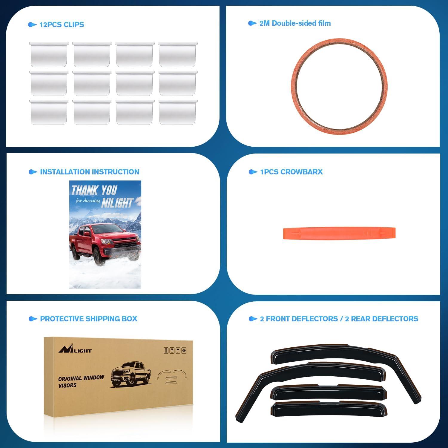 imageNilight in Channel Window Deflectors for Chevrolet Chevy Trax 2014 2015 2016 2017 2018 2019 2020 2021 2022 2023 Buick Encore 20132023 Vent Window Visors Rain Guards4PCSChevy Trax 20142023