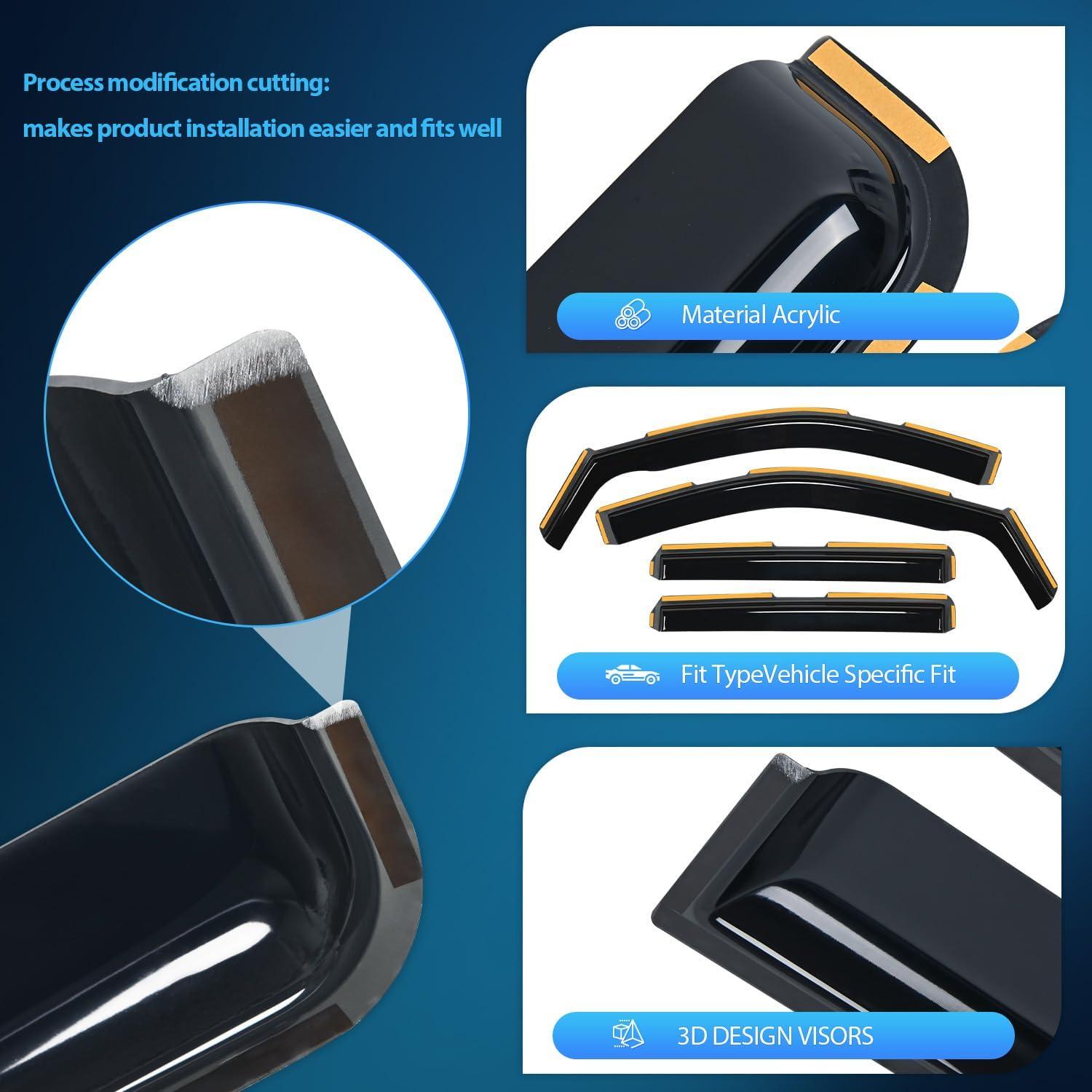 imageNilight in Channel Window Deflectors for Chevrolet Chevy Trax 2014 2015 2016 2017 2018 2019 2020 2021 2022 2023 Buick Encore 20132023 Vent Window Visors Rain Guards4PCSChevy Silverado 1500 Crew Cab 20192025