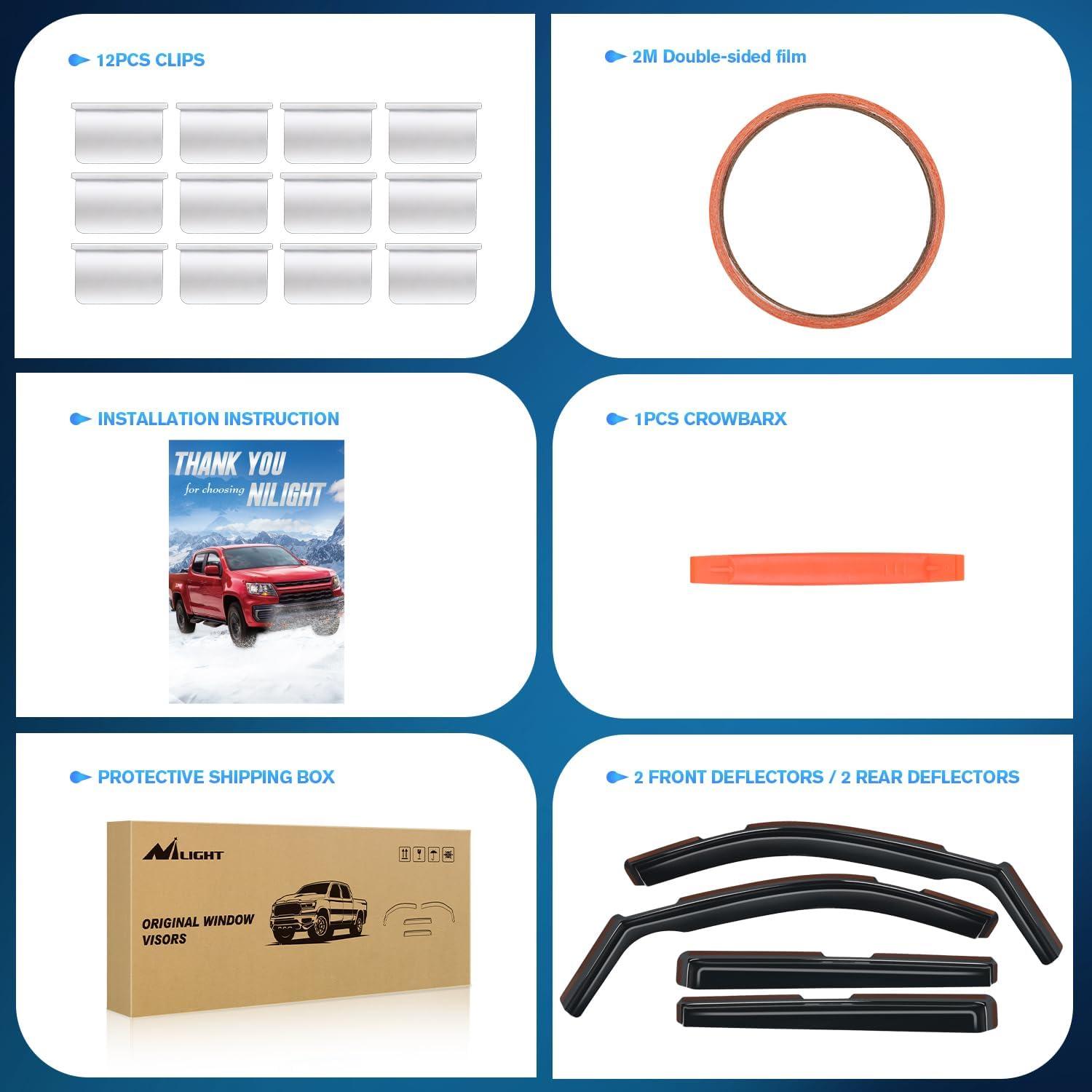 imageNilight in Channel Window Deflectors for Chevrolet Chevy Trax 2014 2015 2016 2017 2018 2019 2020 2021 2022 2023 Buick Encore 20132023 Vent Window Visors Rain Guards4PCSChevy Suburban 20212025