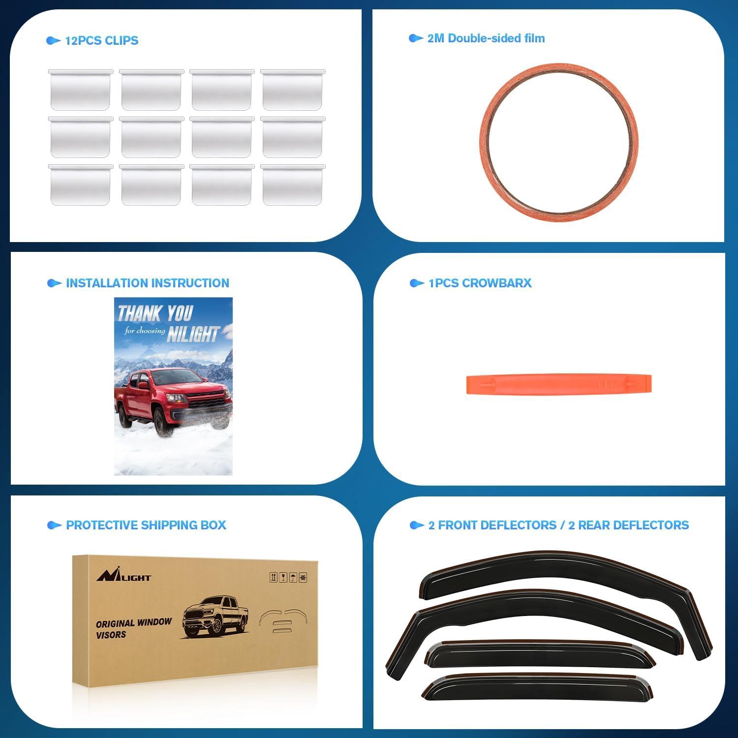 imageNilight in Channel Window Deflectors for Chevrolet Chevy Trax 2014 2015 2016 2017 2018 2019 2020 2021 2022 2023 Buick Encore 20132023 Vent Window Visors Rain Guards4PCSChevy Silverado 1500 20072013