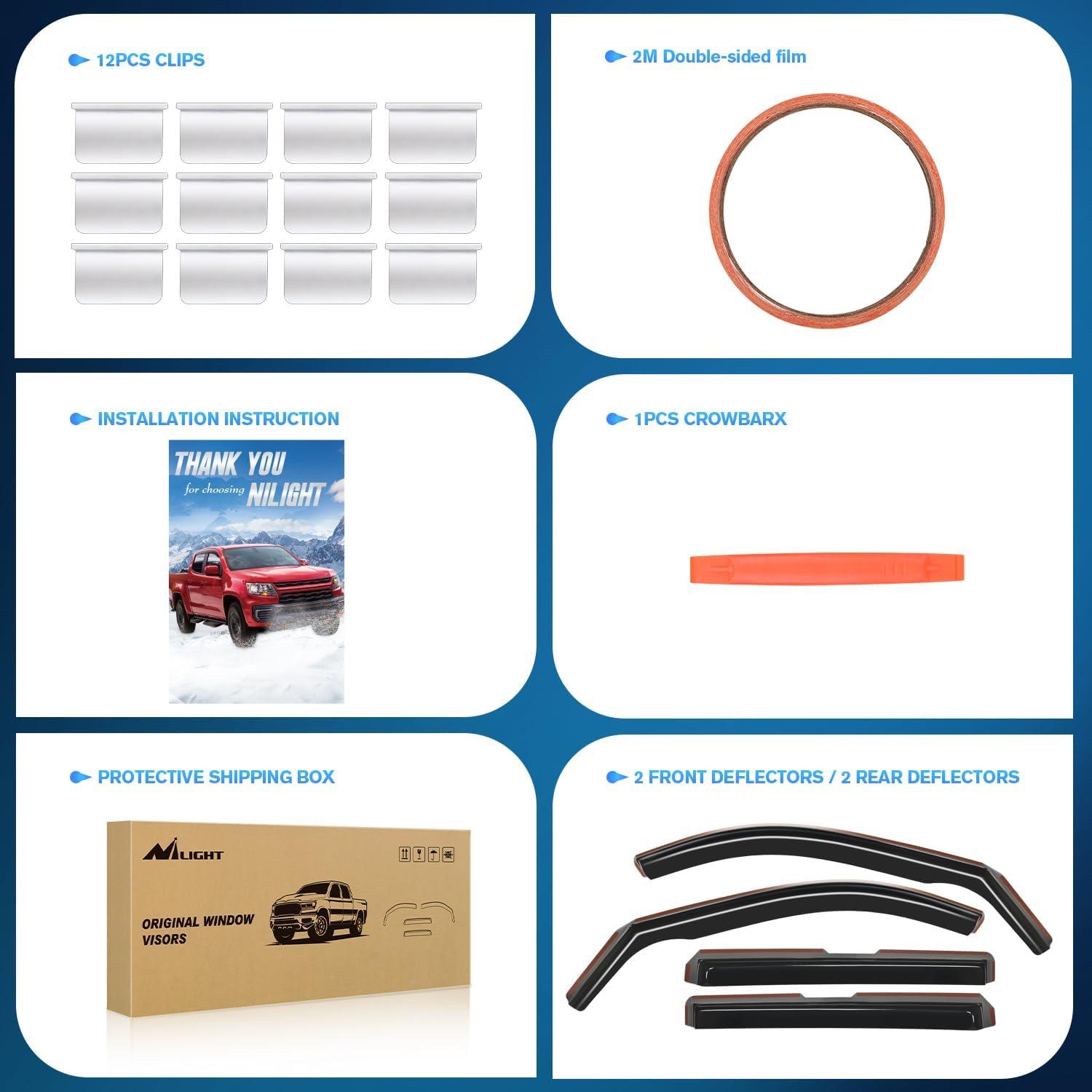 imageNilight in Channel Window Deflectors for Chevrolet Chevy Trax 2014 2015 2016 2017 2018 2019 2020 2021 2022 2023 Buick Encore 20132023 Vent Window Visors Rain Guards4PCSChevy Traverse 20182024