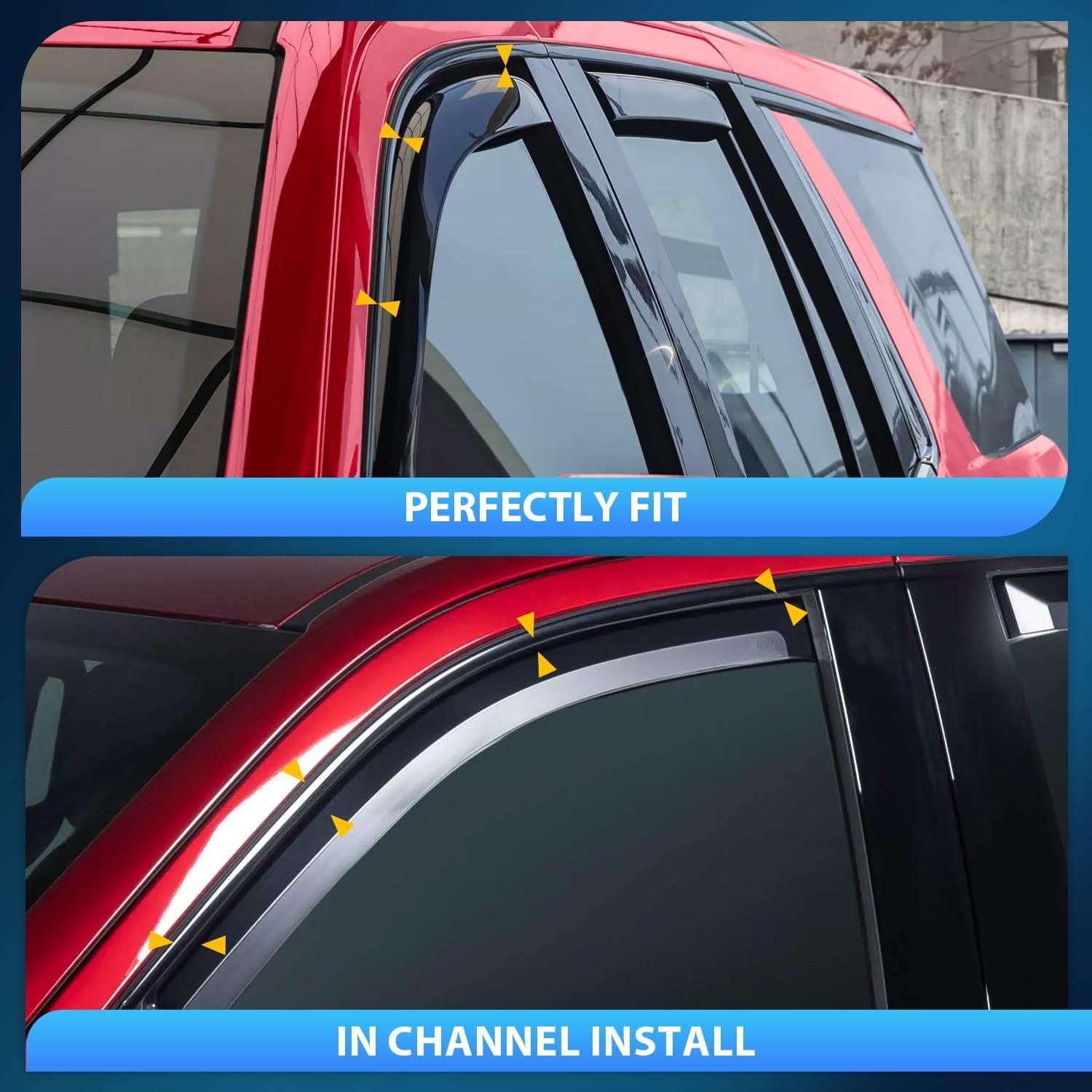imageNilight in Channel Window Deflectors for Chevrolet Chevy Trax 2014 2015 2016 2017 2018 2019 2020 2021 2022 2023 Buick Encore 20132023 Vent Window Visors Rain Guards4PCSChevy Suburban 20212025