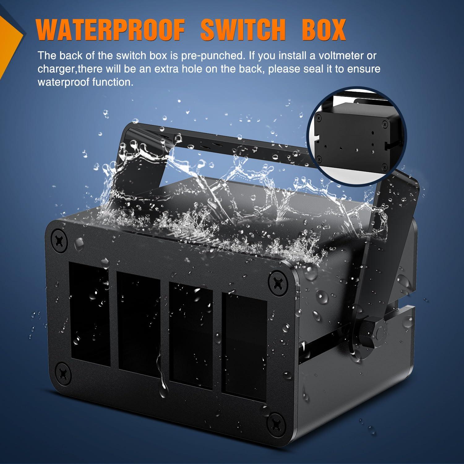 imageNilight90111F 6 Gang Aluminum Rocker Switch Panel Toggle Dash 5 Pin ONOff PreWired Rocker Switch Blue Backlit Switch for Automotive Car Marine Boat RV2 Years WarrantyBlackSwitch Box Only