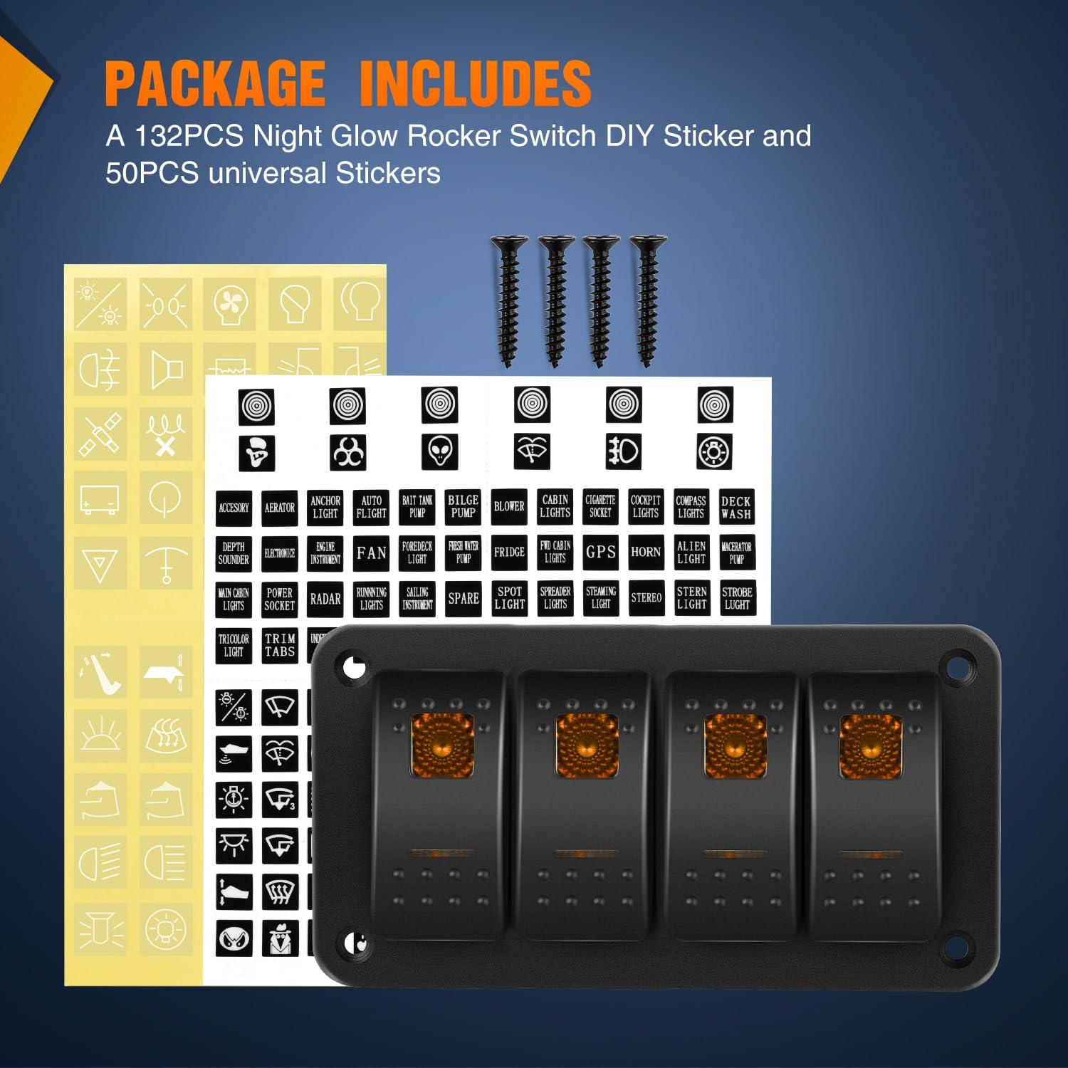 imageNilight90111F 6 Gang Aluminum Rocker Switch Panel Toggle Dash 5 Pin ONOff PreWired Rocker Switch Blue Backlit Switch for Automotive Car Marine Boat RV2 Years WarrantyAmber