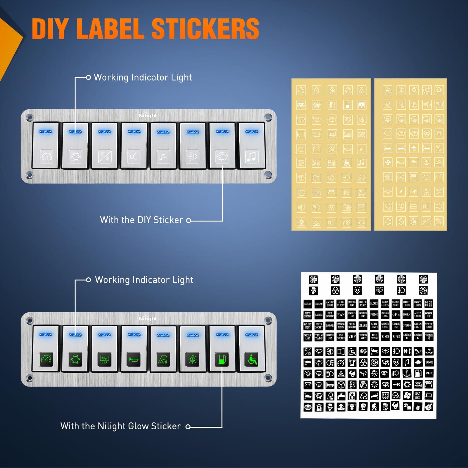 imageNilight90111F 6 Gang Aluminum Rocker Switch Panel Toggle Dash 5 Pin ONOff PreWired Rocker Switch Blue Backlit Switch for Automotive Car Marine Boat RV2 Years WarrantySilver