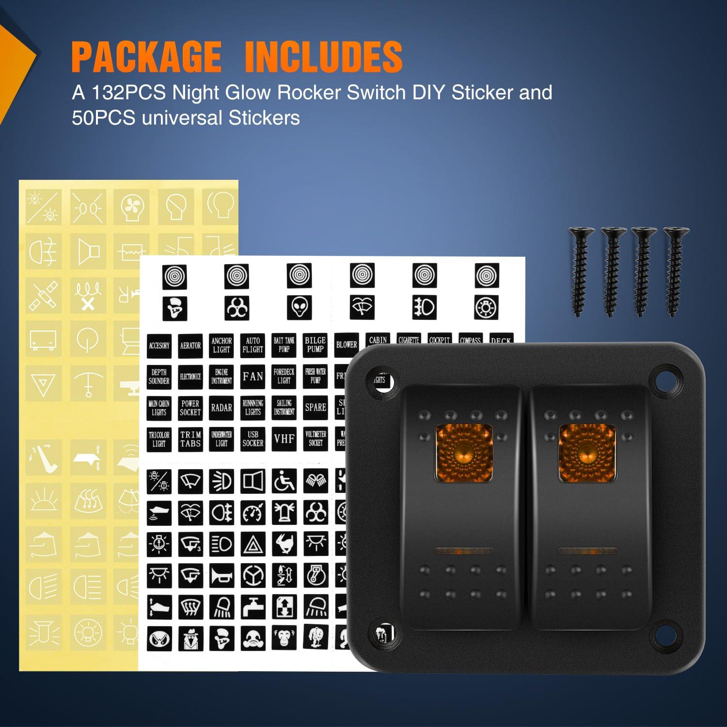 imageNilight90111F 6 Gang Aluminum Rocker Switch Panel Toggle Dash 5 Pin ONOff PreWired Rocker Switch Blue Backlit Switch for Automotive Car Marine Boat RV2 Years WarrantyAmber