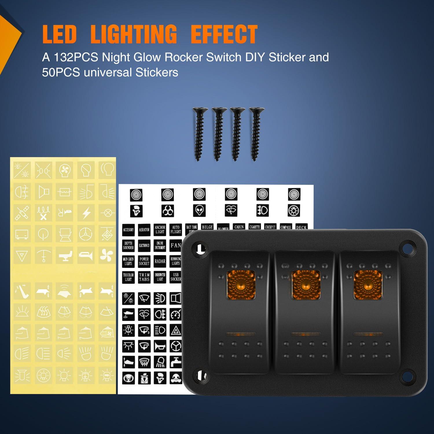 imageNilight90111F 6 Gang Aluminum Rocker Switch Panel Toggle Dash 5 Pin ONOff PreWired Rocker Switch Blue Backlit Switch for Automotive Car Marine Boat RV2 Years WarrantyAmber