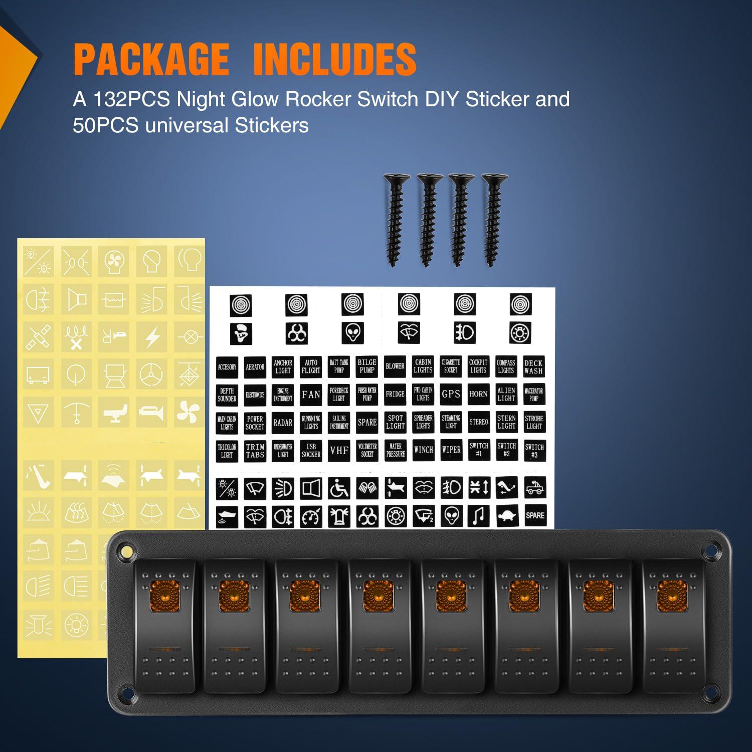 imageNilight90111F 6 Gang Aluminum Rocker Switch Panel Toggle Dash 5 Pin ONOff PreWired Rocker Switch Blue Backlit Switch for Automotive Car Marine Boat RV2 Years WarrantyAmber