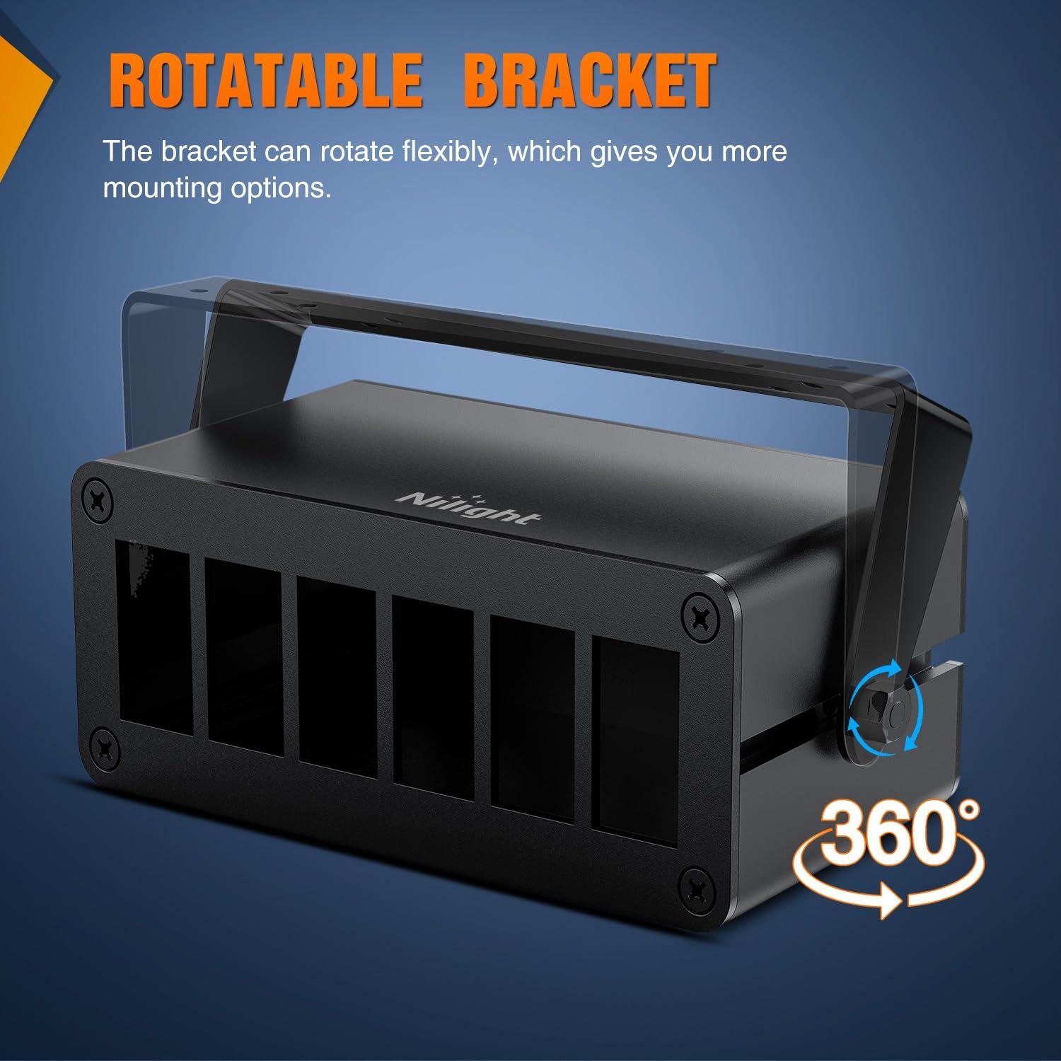 imageNilight90111F 6 Gang Aluminum Rocker Switch Panel Toggle Dash 5 Pin ONOff PreWired Rocker Switch Blue Backlit Switch for Automotive Car Marine Boat RV2 Years WarrantyBlackSwitch Box Only