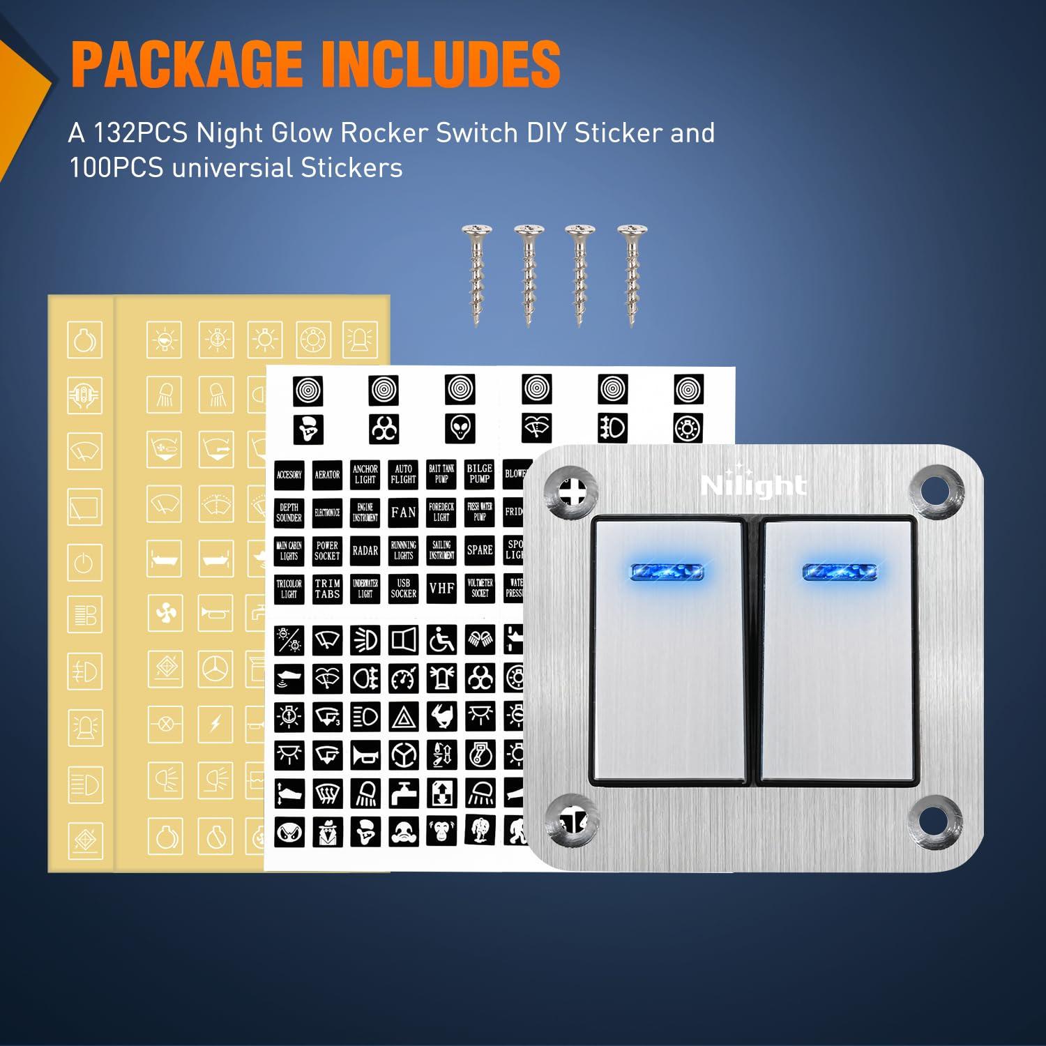 imageNilight90111F 6 Gang Aluminum Rocker Switch Panel Toggle Dash 5 Pin ONOff PreWired Rocker Switch Blue Backlit Switch for Automotive Car Marine Boat RV2 Years WarrantySilver