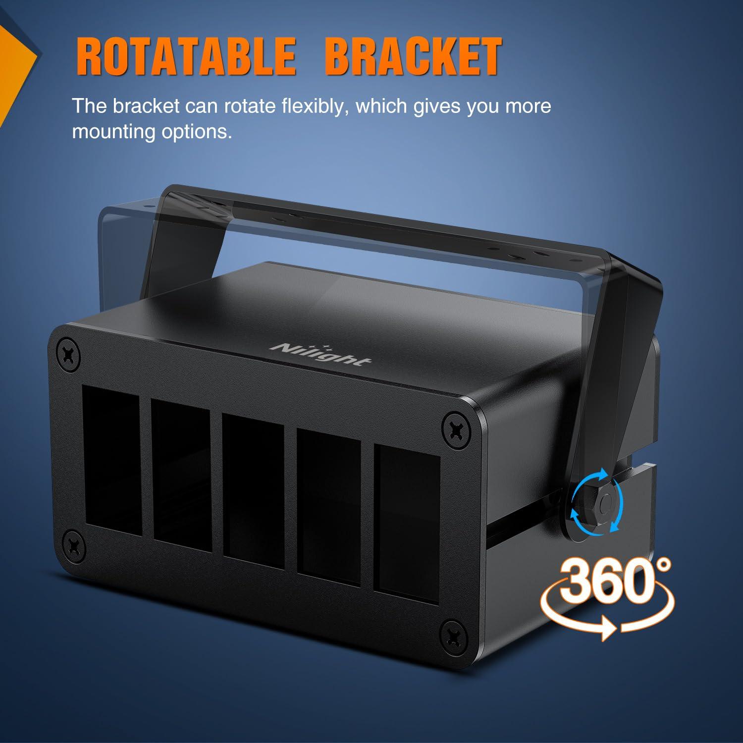 imageNilight90111F 6 Gang Aluminum Rocker Switch Panel Toggle Dash 5 Pin ONOff PreWired Rocker Switch Blue Backlit Switch for Automotive Car Marine Boat RV2 Years WarrantyBlackSwitch Box Only