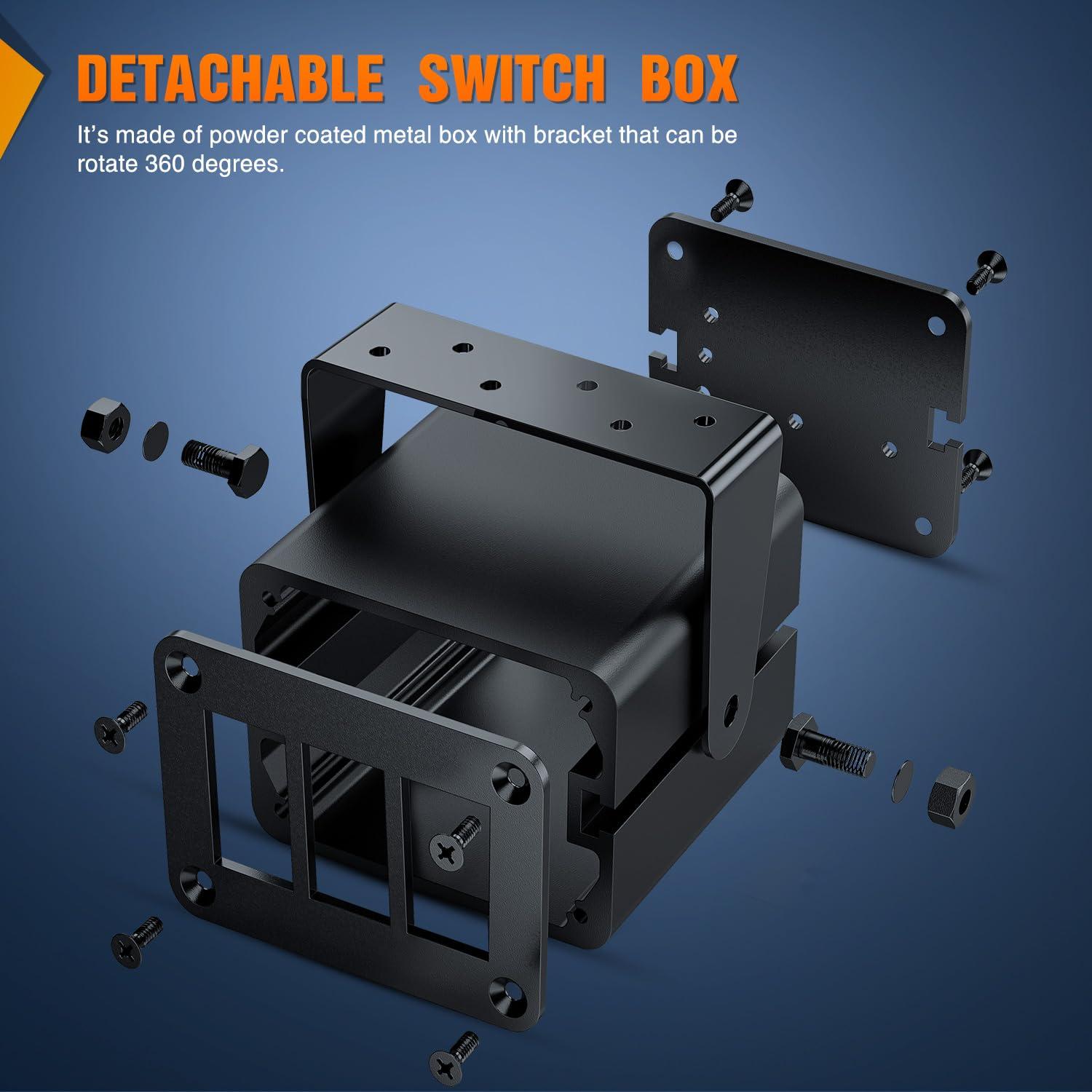 imageNilight90111F 6 Gang Aluminum Rocker Switch Panel Toggle Dash 5 Pin ONOff PreWired Rocker Switch Blue Backlit Switch for Automotive Car Marine Boat RV2 Years WarrantyBlackSwitch Box Only