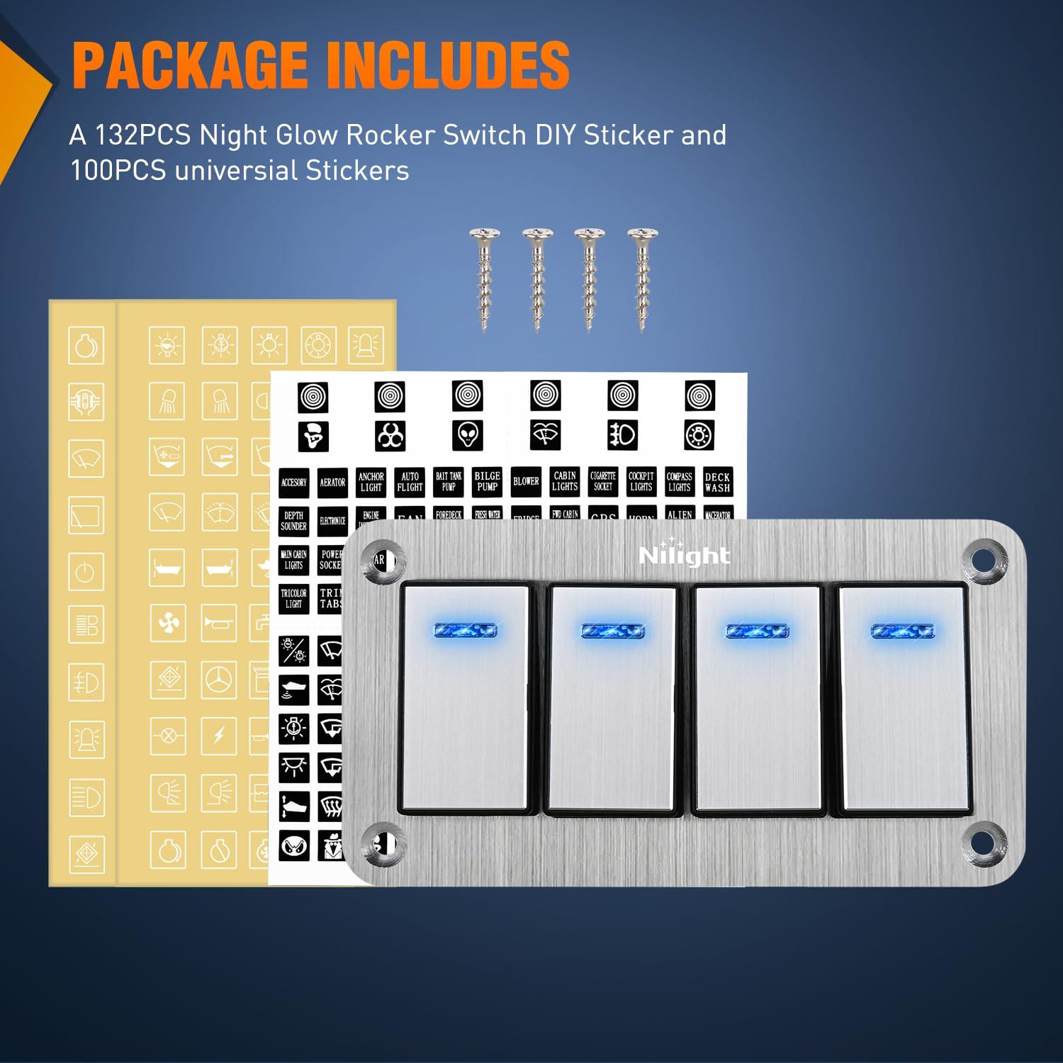 imageNilight90111F 6 Gang Aluminum Rocker Switch Panel Toggle Dash 5 Pin ONOff PreWired Rocker Switch Blue Backlit Switch for Automotive Car Marine Boat RV2 Years WarrantySilver