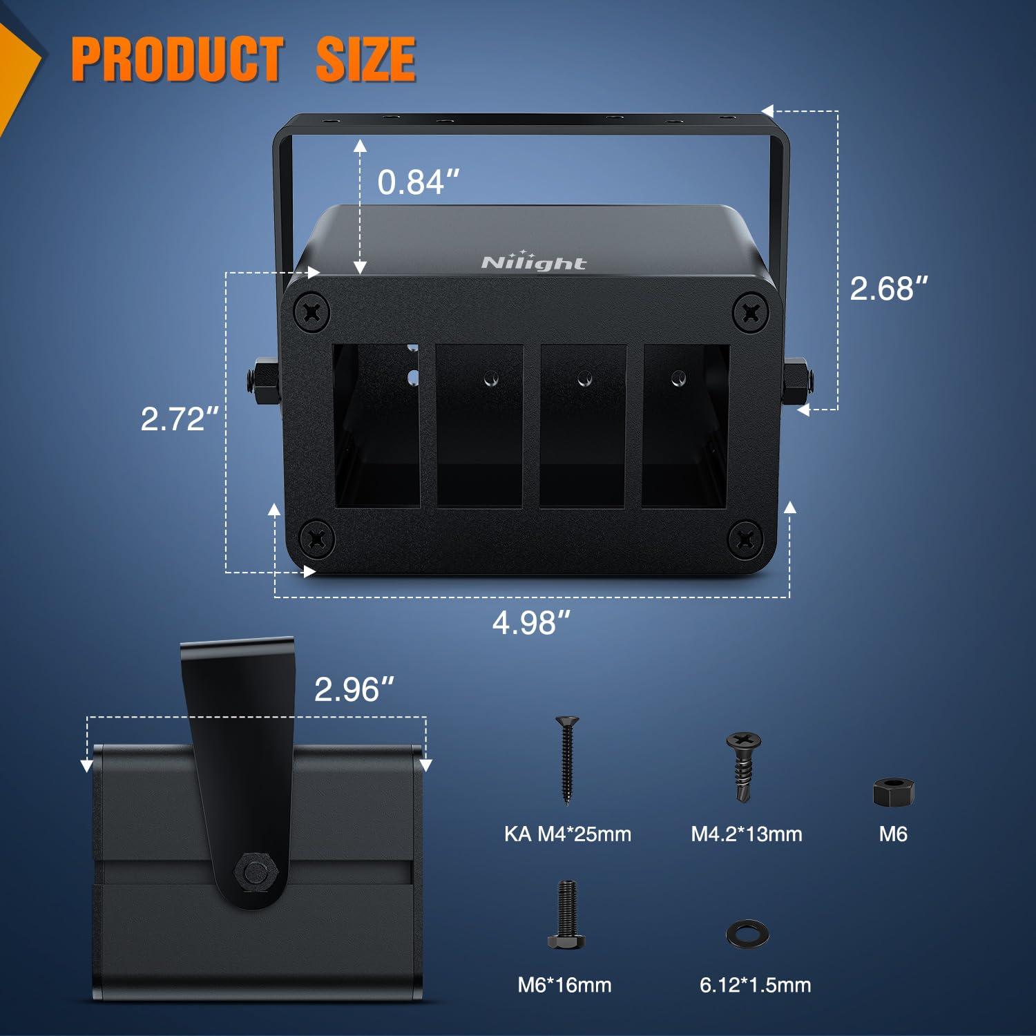 imageNilight90111F 6 Gang Aluminum Rocker Switch Panel Toggle Dash 5 Pin ONOff PreWired Rocker Switch Blue Backlit Switch for Automotive Car Marine Boat RV2 Years WarrantyBlackSwitch Box Only