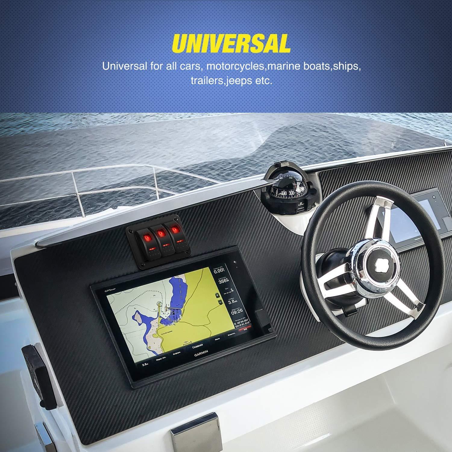 imageNilight90111F 6 Gang Aluminum Rocker Switch Panel Toggle Dash 5 Pin ONOff PreWired Rocker Switch Blue Backlit Switch for Automotive Car Marine Boat RV2 Years WarrantyRed