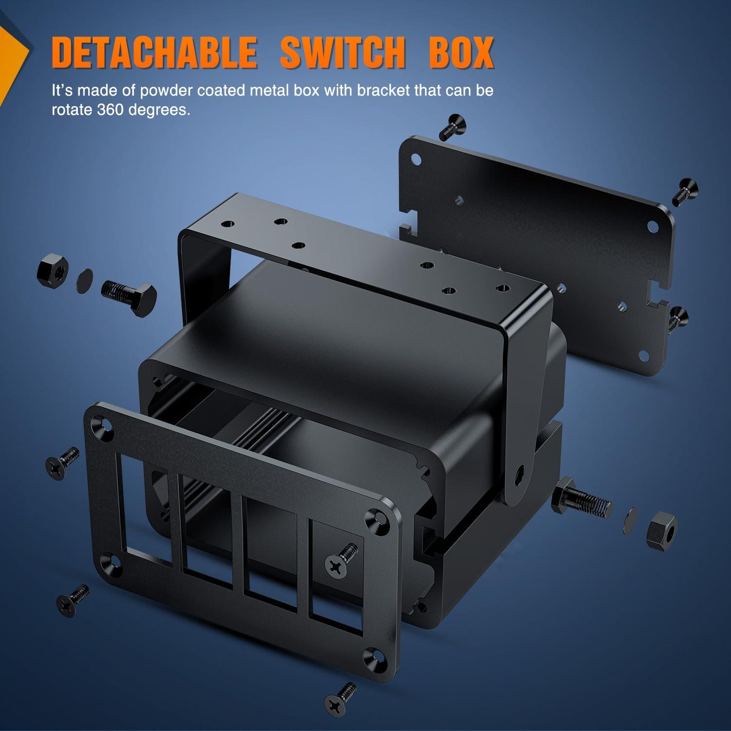 imageNilight90111F 6 Gang Aluminum Rocker Switch Panel Toggle Dash 5 Pin ONOff PreWired Rocker Switch Blue Backlit Switch for Automotive Car Marine Boat RV2 Years WarrantyBlackSwitch Box Only