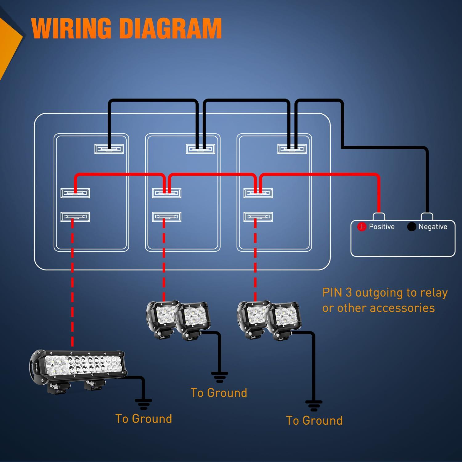 imageNilight90111F 6 Gang Aluminum Rocker Switch Panel Toggle Dash 5 Pin ONOff PreWired Rocker Switch Blue Backlit Switch for Automotive Car Marine Boat RV2 Years WarrantySilver