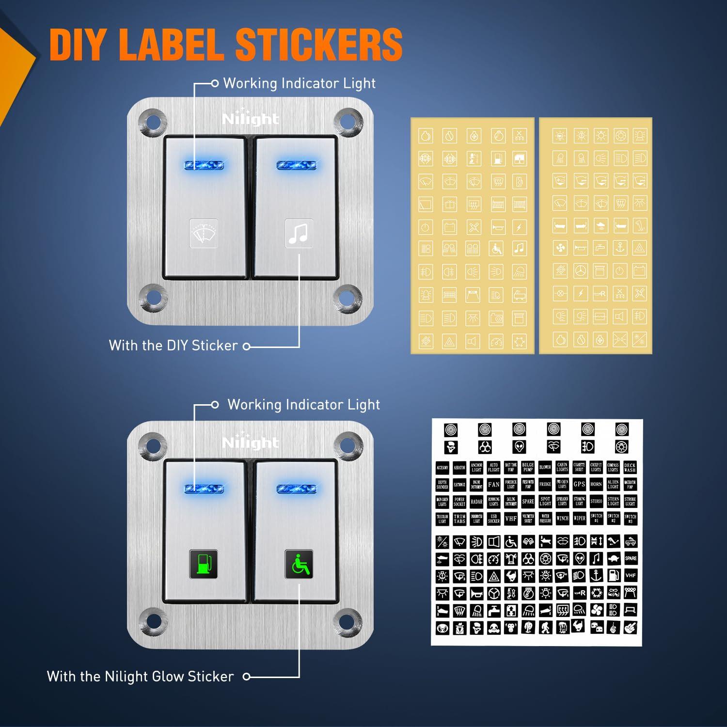 imageNilight90111F 6 Gang Aluminum Rocker Switch Panel Toggle Dash 5 Pin ONOff PreWired Rocker Switch Blue Backlit Switch for Automotive Car Marine Boat RV2 Years WarrantySilver