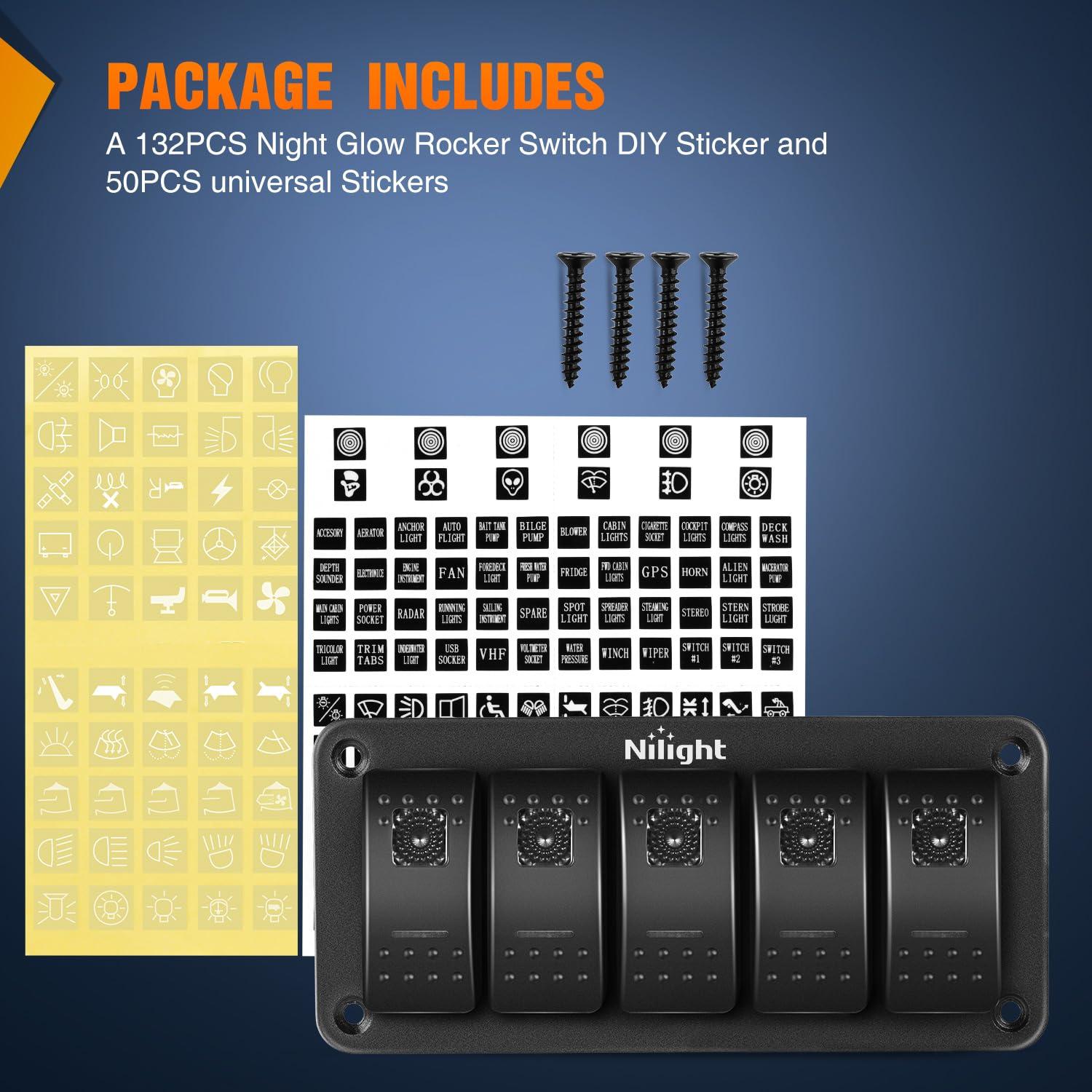 imageNilight90111F 6 Gang Aluminum Rocker Switch Panel Toggle Dash 5 Pin ONOff PreWired Rocker Switch Blue Backlit Switch for Automotive Car Marine Boat RV2 Years WarrantyPurple