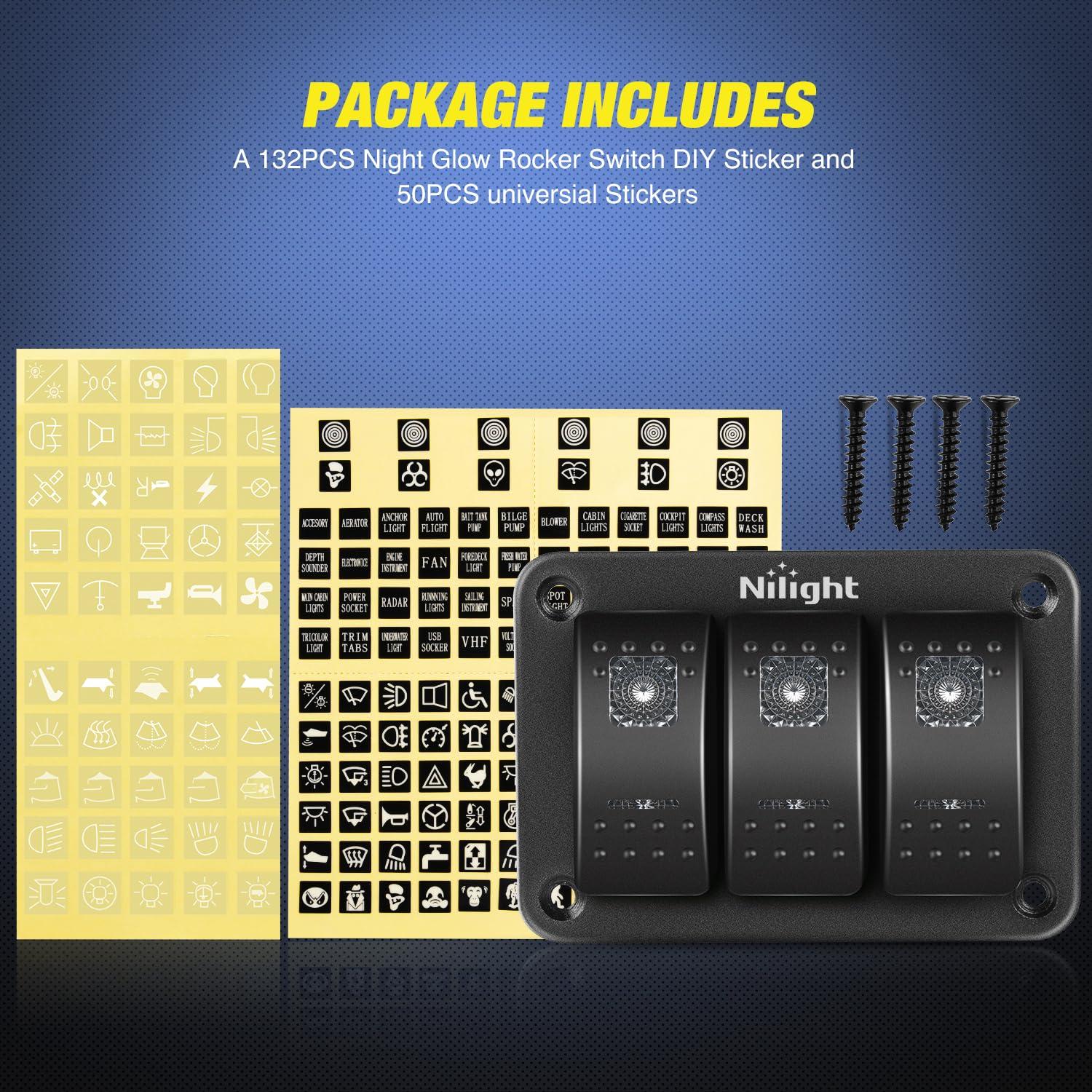 imageNilight90111F 6 Gang Aluminum Rocker Switch Panel Toggle Dash 5 Pin ONOff PreWired Rocker Switch Blue Backlit Switch for Automotive Car Marine Boat RV2 Years WarrantyPurple