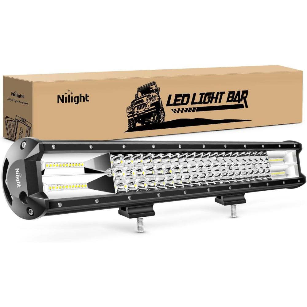 imageNilight  18005CA 26Inch Triple Row Lights 297W 29700LM Flood Spot Combo Beam Bar Driving Boat Super Bright Led Off Road Trucks2 Years Warranty