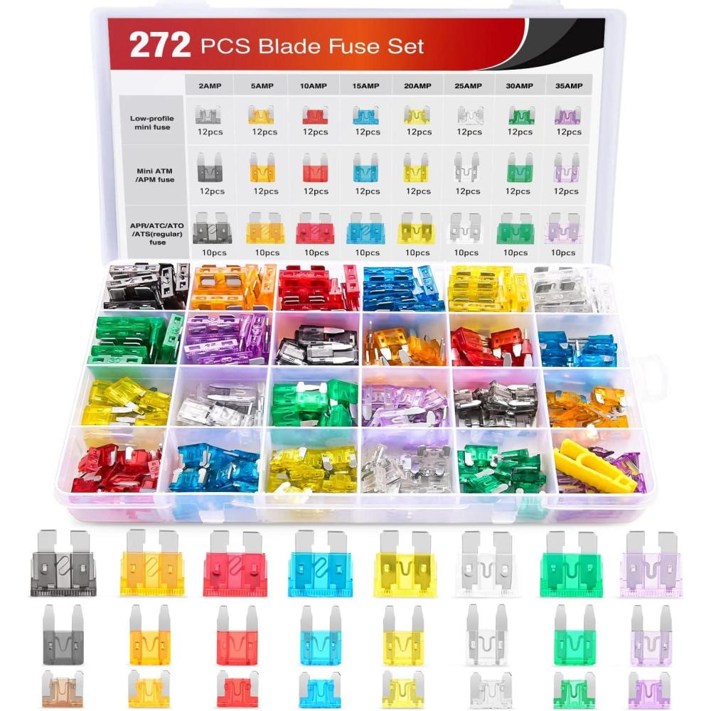 imageNilight  50019R 272pcs Standard ampamp Mini ampamp Low Profile Mini Blade Fuse Assortment 2A 5A 10A 15A 20A 25A 30A 35A Replacement Fuses for Car Boat Truck SUV Automotive