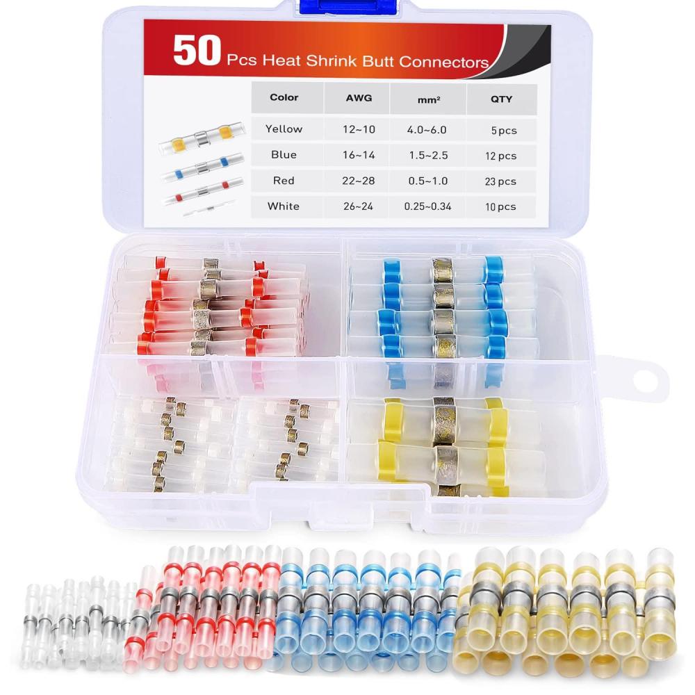 imageNilight  50027R 250 PCS Heat Shrink Spade Connectors Quick Disconnect Wire Connectors Electrical Spade Terminals Heat Shrink Fully Insulated Male and Female Wire Spade Connectors2 Years WarrantyYellow  Blue  Red  White