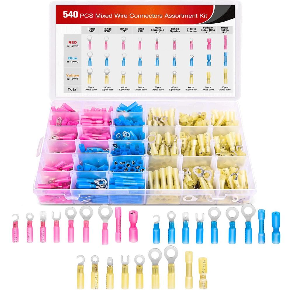 imageNilight  50027R 250 PCS Heat Shrink Spade Connectors Quick Disconnect Wire Connectors Electrical Spade Terminals Heat Shrink Fully Insulated Male and Female Wire Spade Connectors2 Years Warranty540Pcs Mixed Heat Shrink Terminals
