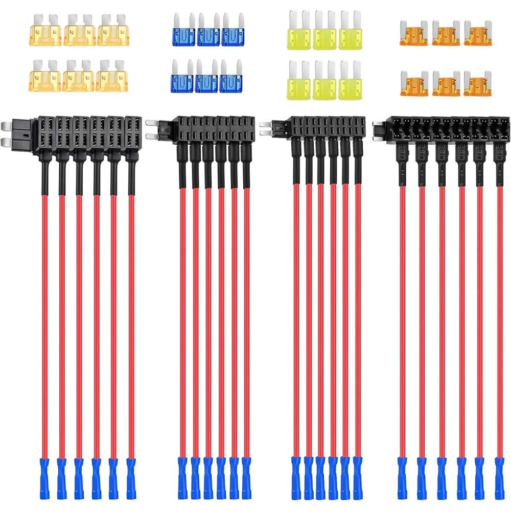 imageNilight  50034R 10 Pack 12V Car AddACircuit Fuse Tap Adapter Mini Atm Apm Blade Fuse Holder with 120 PCS Mini Blade Fuse Assortment Kit 5 75 10 15 20 25 30 AMP for CarsTrucksBoats4 Types24 Packs