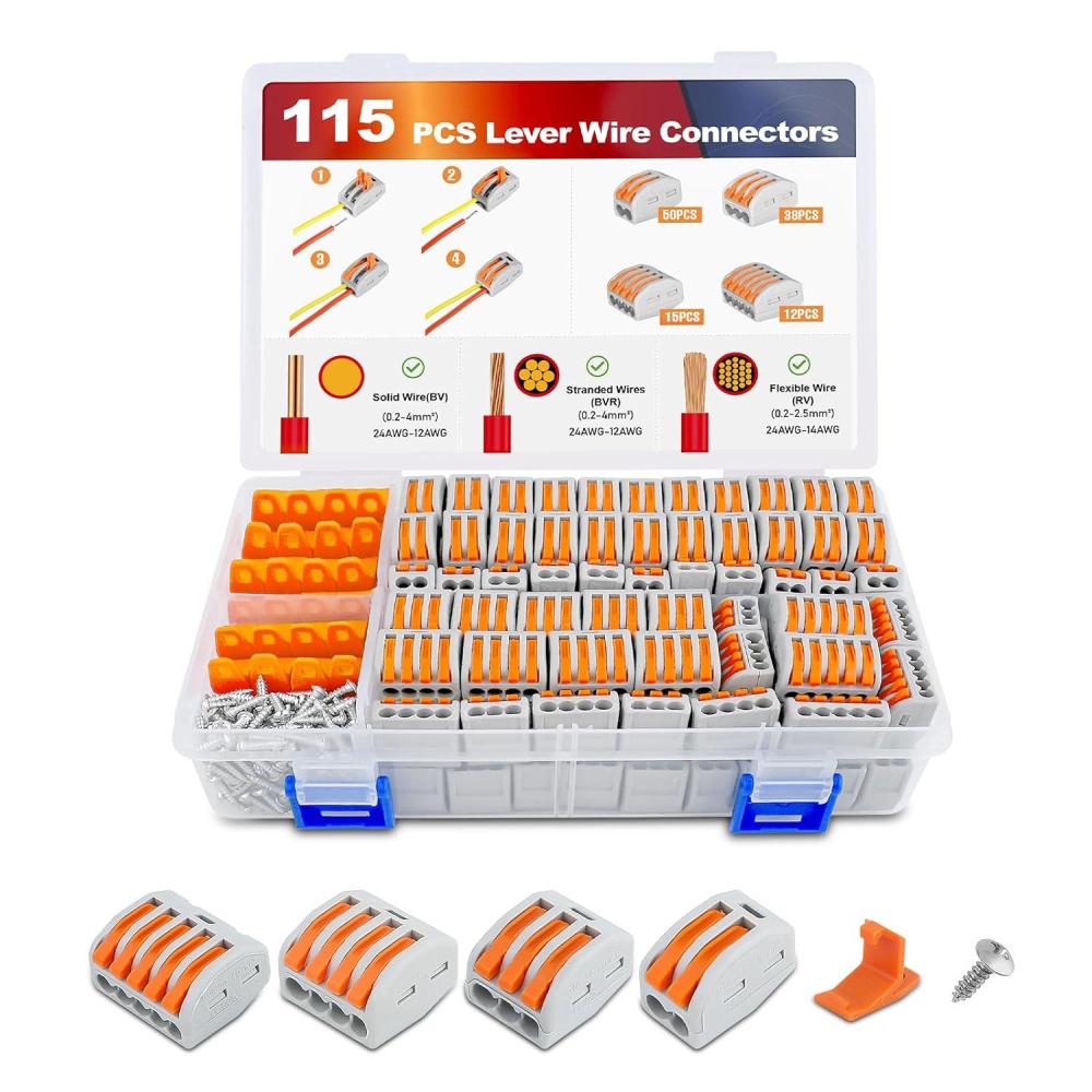 imageNilight  50036R Closed End Crimp Terminal 300 pcs 221616141210 Gauge Nylon Wire Connector Kit2 Years Warranty115Pcs Lever Wire Connectors