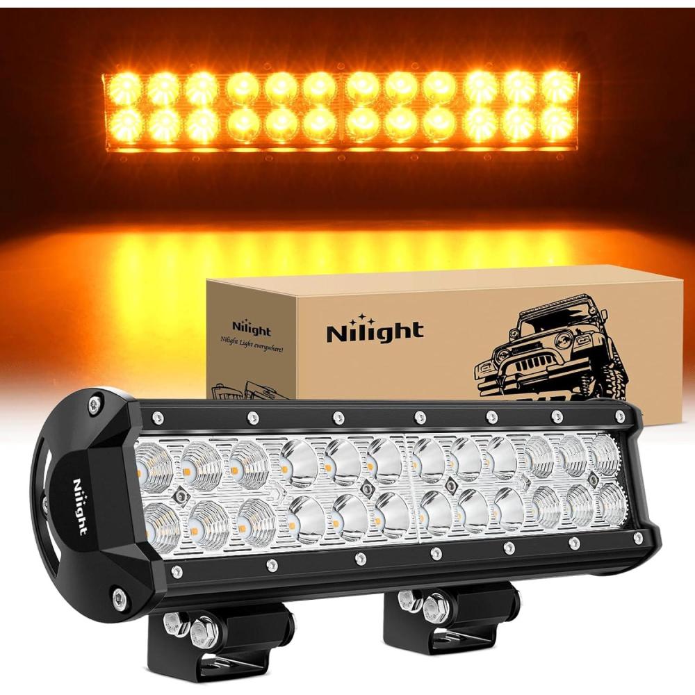 imageNilight  NI06A72W 12Inch 72W Spot Flood Combo Led Light Bar Off Road Lights Boat Lights Fog Light Driving Lights LED Work Light for Trucks 2 Years Warranty WhiteAmber