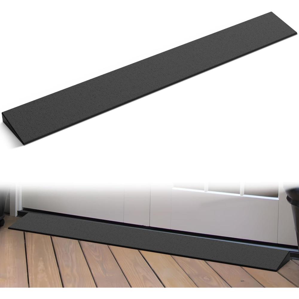 imageNilight 06quot Rise Threshold Ramp for doorways 394quot Wide Low Profile Cuttable Rubber Wheelchair Access Door Ramp for Doorway Curb Home Steps Bathroom12 Rise