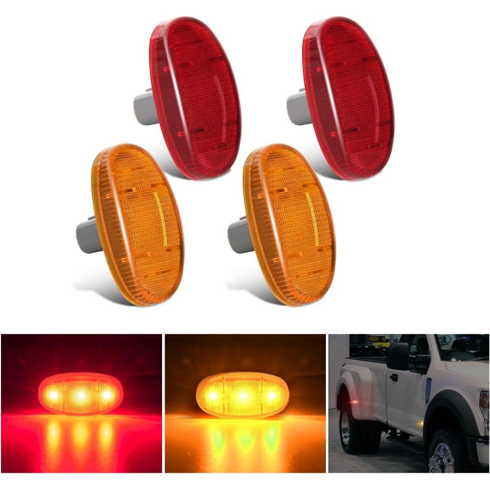 imageNilight 10 PCS Amber Red 38 Inch 6 LED Side Marker Front Rear Indicator Clearance Lamp for 12V Truck Trailer RV Cab Boat Bus LorryAmberRed F250 350 450 550 20112022