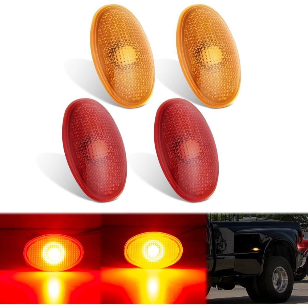 imageNilight 10 PCS Amber Red 38 Inch 6 LED Side Marker Front Rear Indicator Clearance Lamp for 12V Truck Trailer RV Cab Boat Bus LorryAmberRed F350 450 550 19992010