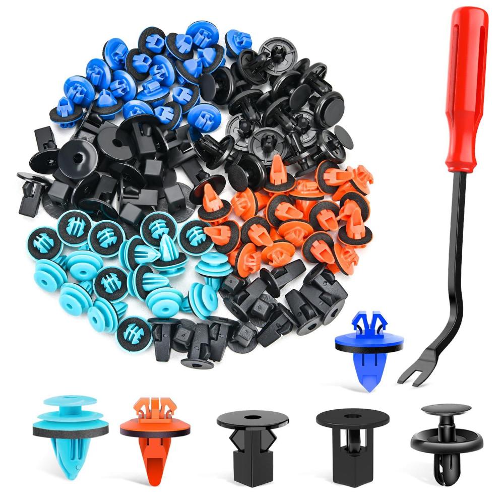 imageNilight 1115Pcs Car Push Retainer Clips Auto Fasteners Kit 32 Most Popular Sizes Nylon Bumper Fender Rivets with 5 Fasteners Remover 10 Cable Ties for Toyota GM Ford Honda Chevy180Pcs1tool