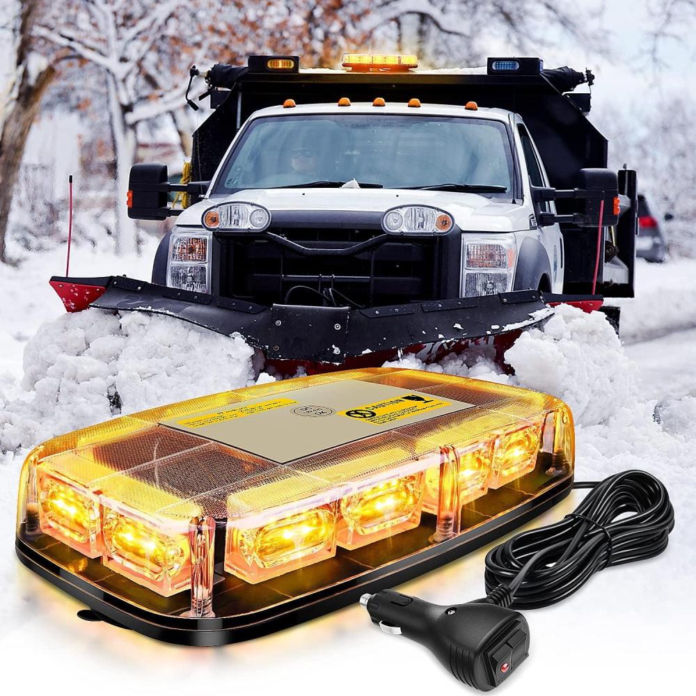 imageNilight 12 Inch Roof Top Strobe Lights 48LED Hazard Light Emergency Safety Warning LED Flashing Bar Magnetic Mount 12V 24V Cars Trucks Tractors Snow Plows Construction VehiclesAmber