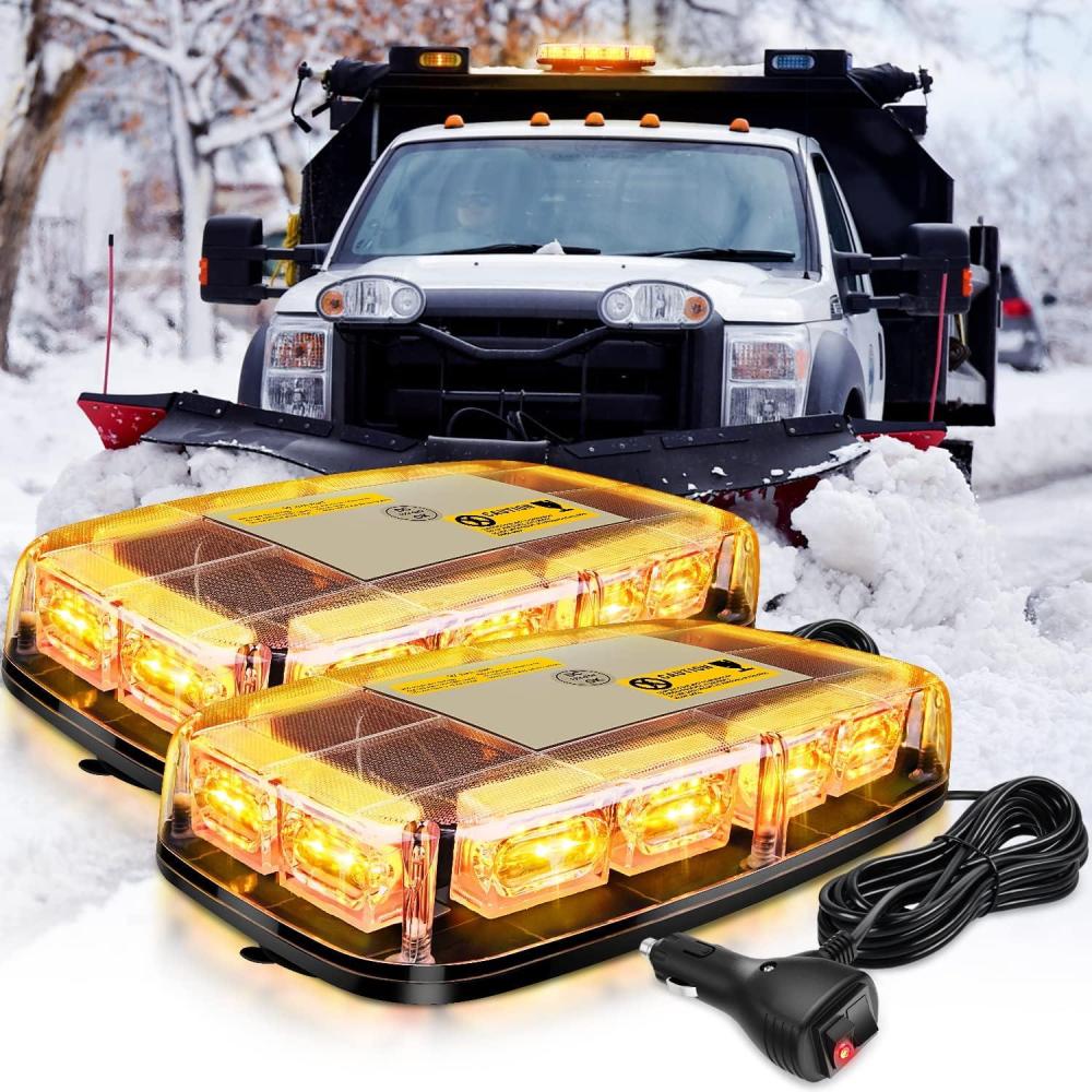 imageNilight 12 Inch Roof Top Strobe Lights 48LED Hazard Light Emergency Safety Warning LED Flashing Bar Magnetic Mount 12V 24V Cars Trucks Tractors Snow Plows Construction VehiclesAmber 2Pcs
