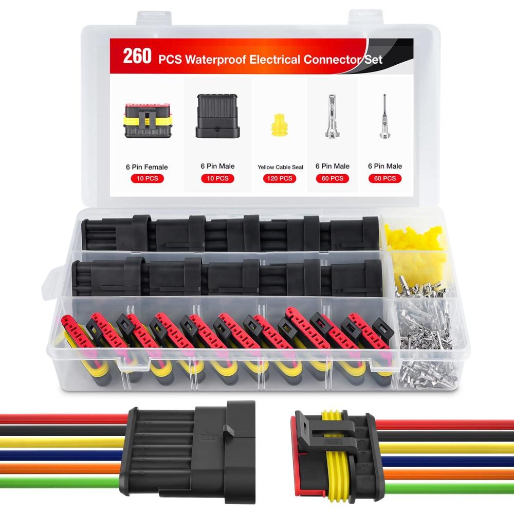imageNilight 120PCS 1 Pin Electrical Connector Plug Male Female Terminal Wire Connectors Waterproof One Way Automotive Connect Set for Car Truck Motorcycle Marine Boat 20 Sets6Pin Connector 200Pcs