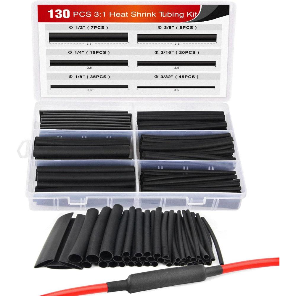 imageNilight 130 Pcs 31 Heat Shrink Tubing Kit Dual Wall Adhesive Sleeve Tube Electrical Wire Cable Wrap Tube Assortment with Storage Case for DIY130Pcs 31 Dual Wall Tubing