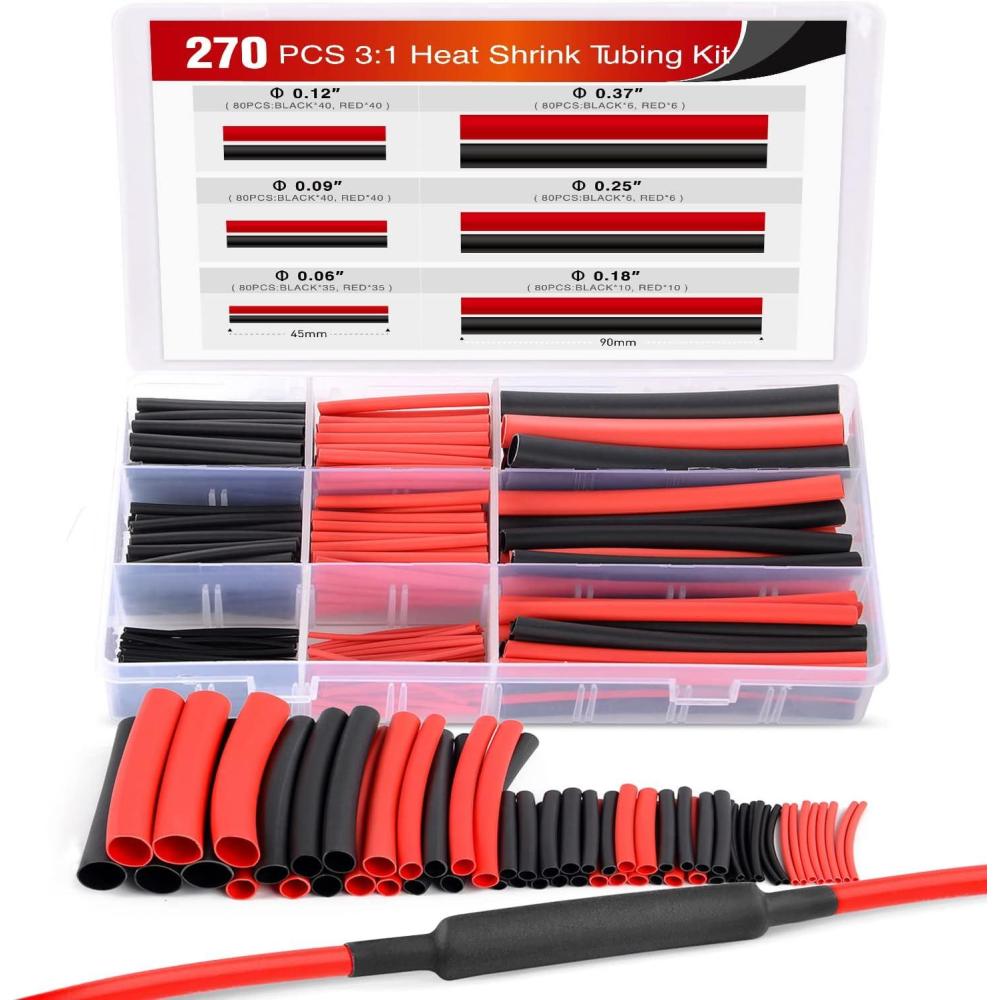 imageNilight 130 Pcs 31 Heat Shrink Tubing Kit Dual Wall Adhesive Sleeve Tube Electrical Wire Cable Wrap Tube Assortment with Storage Case for DIY270Pcs 31 Heat Shrink Tubing
