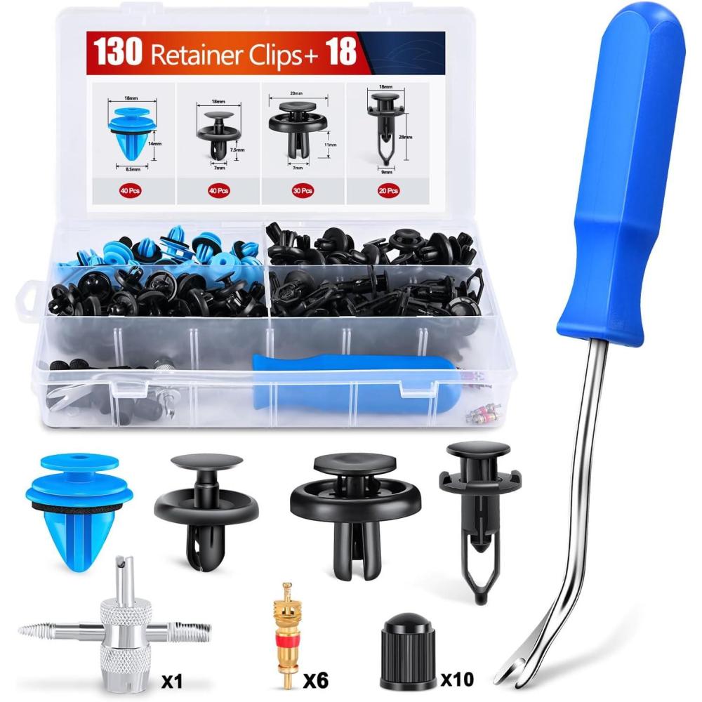 imageNilight 240PCS Bumper Retainer Clips Car Plastic Rivets Fasteners Remover Push Retainer Kit Door Trim Panel Clips for Toyota GM Ford Honda Acura Chrysler2 Years Warranty148 Clips Tools