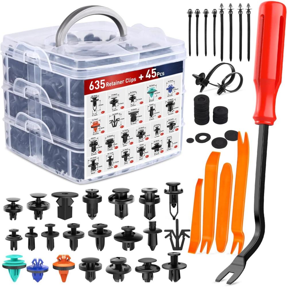 imageNilight 240PCS Bumper Retainer Clips Car Plastic Rivets Fasteners Remover Push Retainer Kit Door Trim Panel Clips for Toyota GM Ford Honda Acura Chrysler2 Years Warranty680 Clips Tools