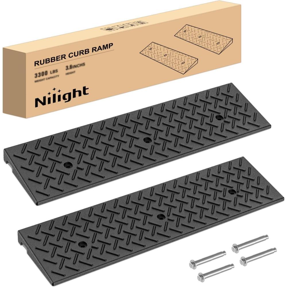 imageNilight 28quot Rise Curb Ramps Heavy Duty Rubber Driveway Threshold Shed Ramp for Sidewalk Cars Lawn Mower Wheelchairs Motorcycles 3300lbs Load Capacity16 Rise