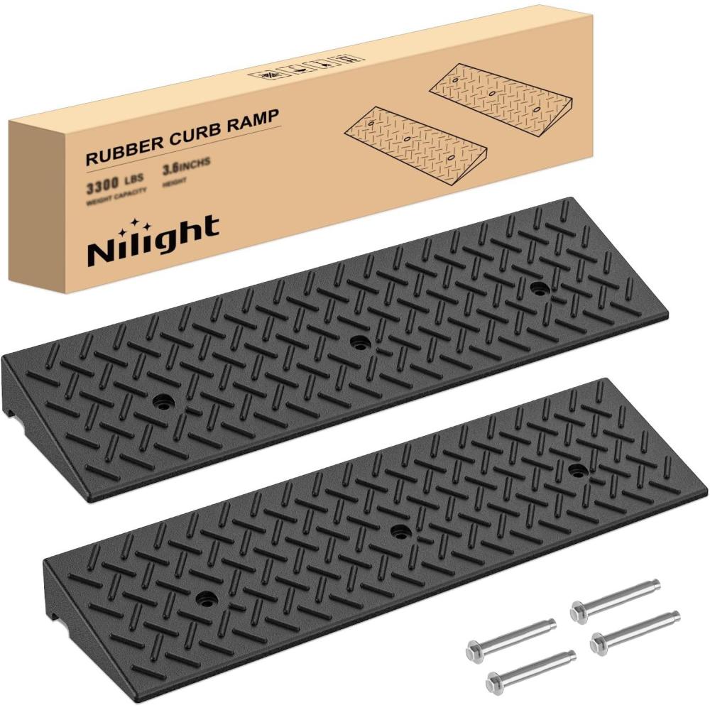 imageNilight 28quot Rise Curb Ramps Heavy Duty Rubber Driveway Threshold Shed Ramp for Sidewalk Cars Lawn Mower Wheelchairs Motorcycles 3300lbs Load Capacity36 Rise